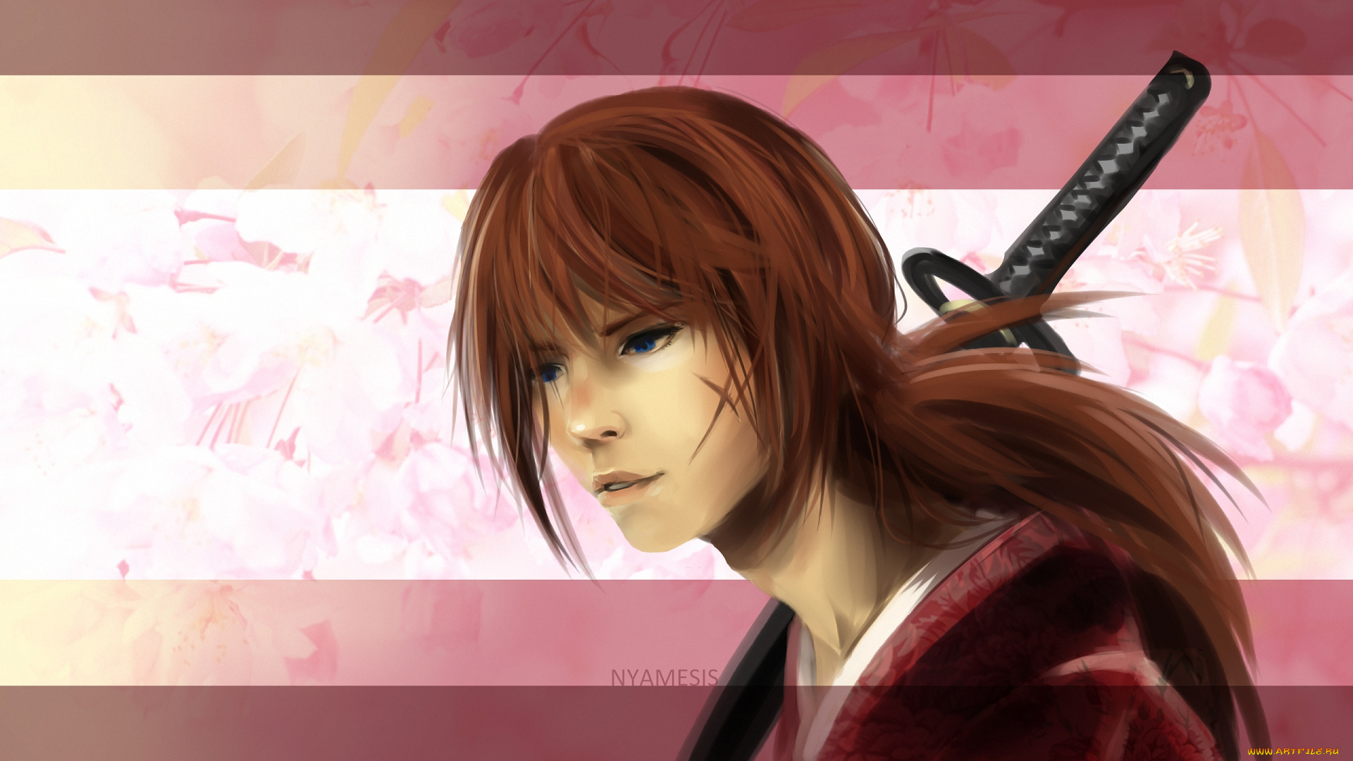 аниме, rurouni, kenshin, kenshin, самурай, меч, мужчина, himura