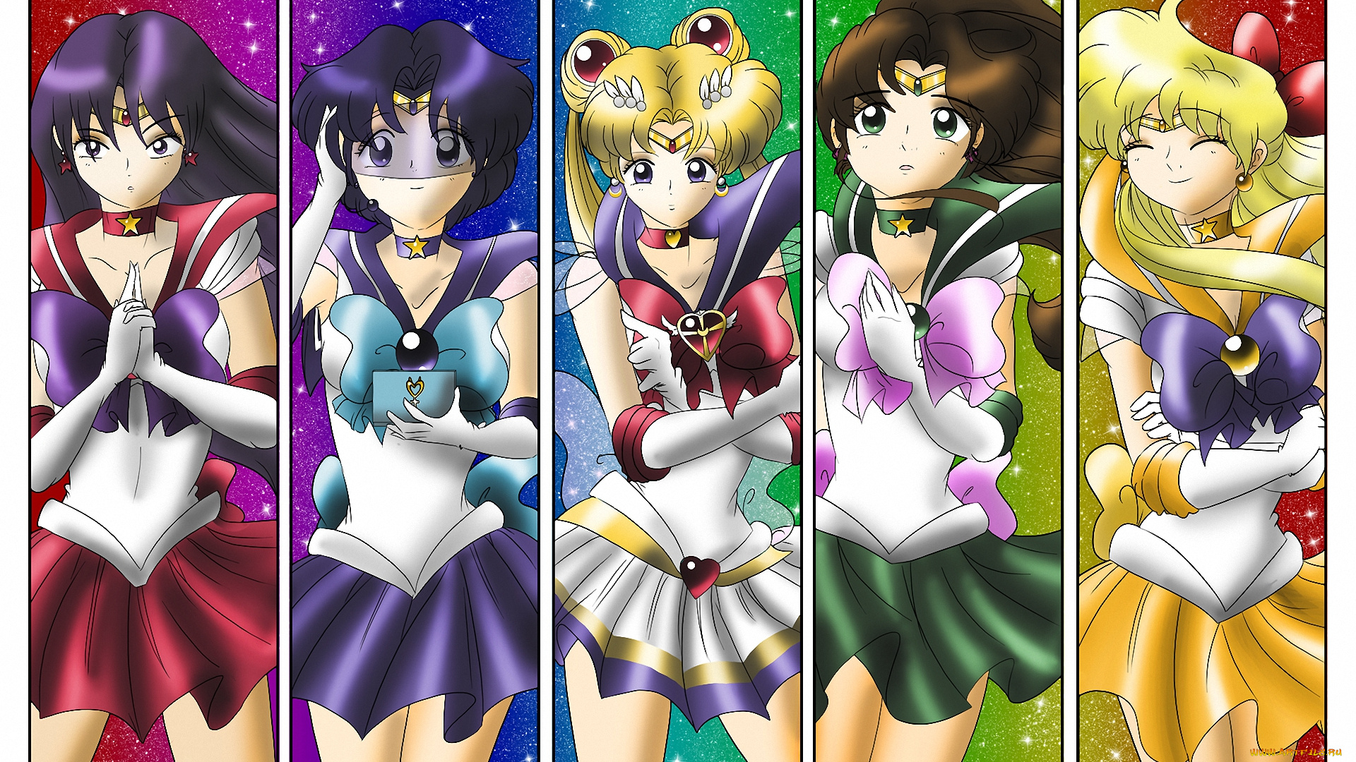 аниме, sailor, moon, войны, девушки, girls, venus, mercury, jupiter, sailor, moon, mars