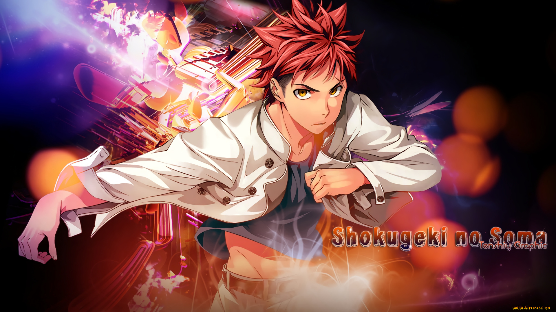 аниме, shokugeki, no, soma, взгляд, фон, парень