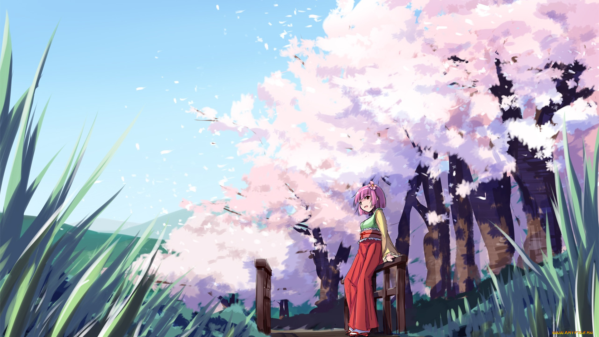 аниме, touhou, фон, взгляд, девушка