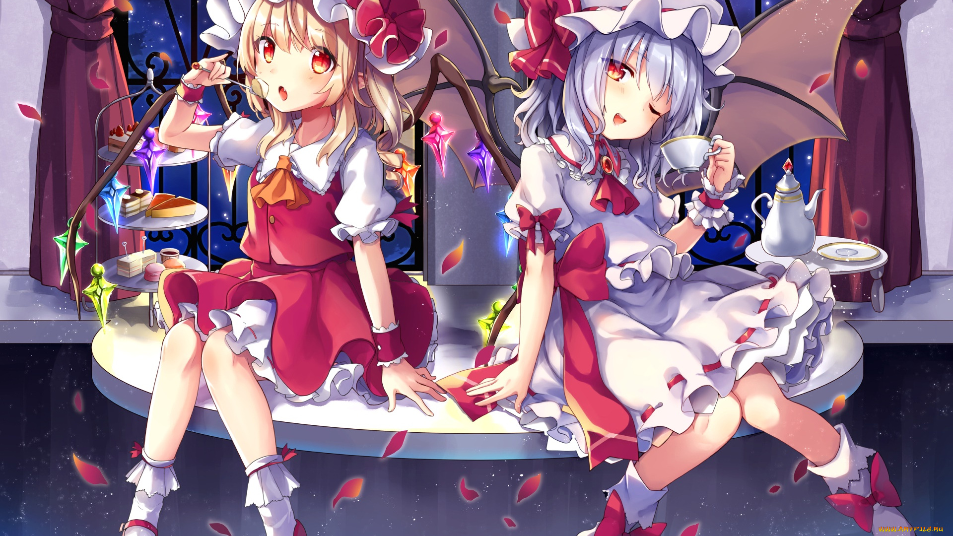 аниме, touhou, фон, взгляд, девушки