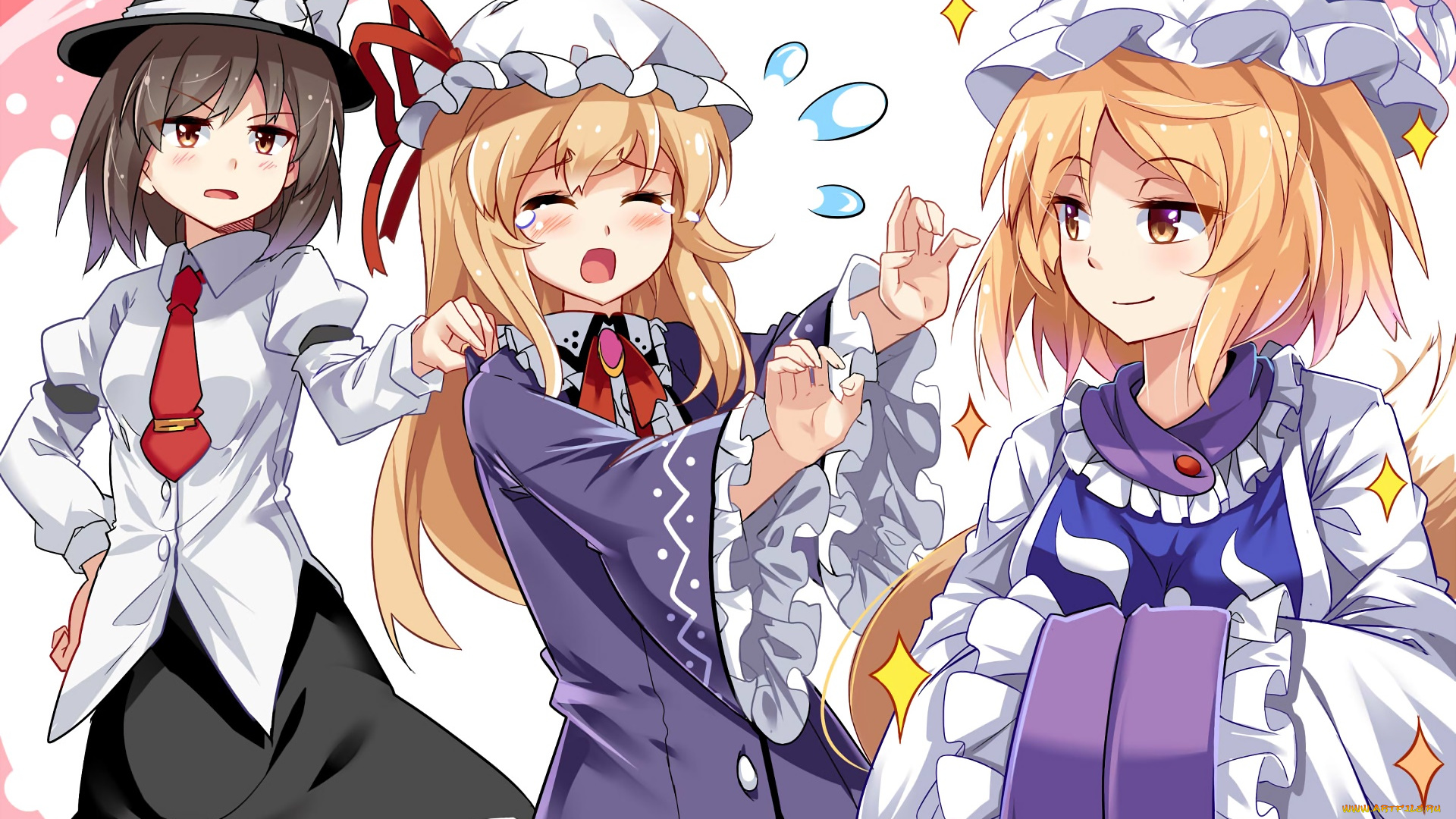 аниме, touhou, фон, взгляд, девушки