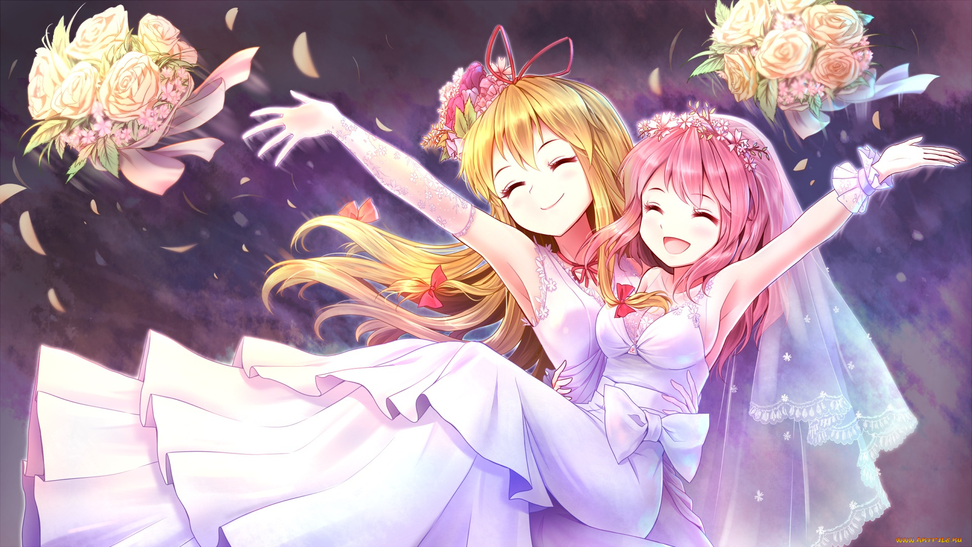 аниме, touhou, фон, взгляд, девушки