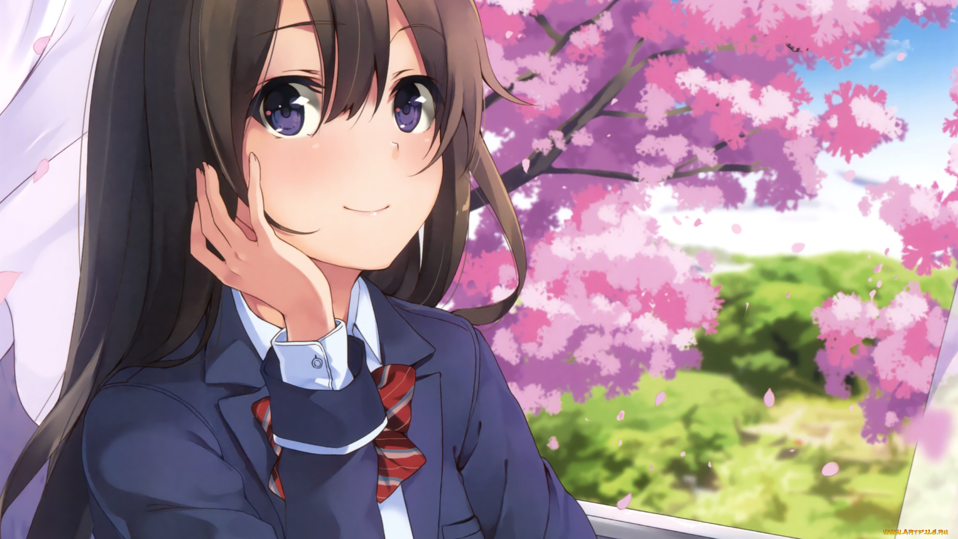 аниме, unknown, , другое, девушка, фон, взгляд