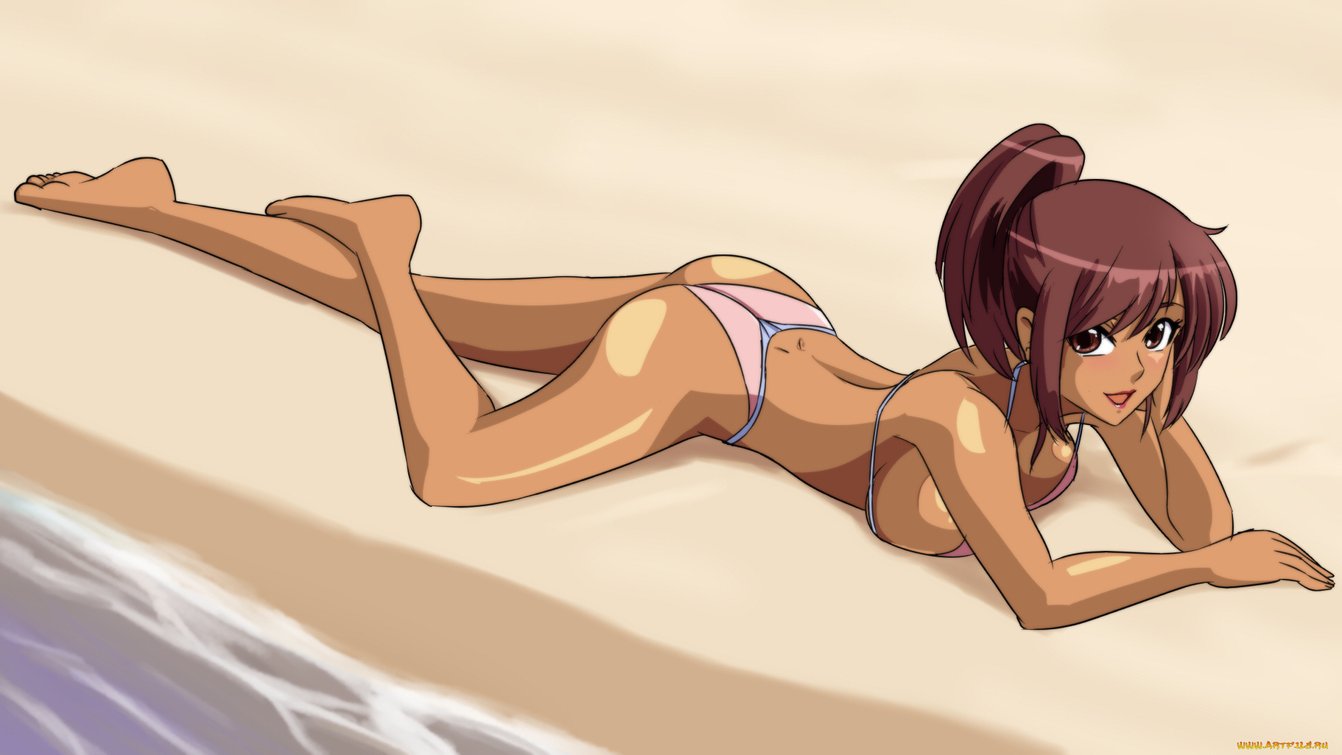 аниме, unknown, , другое, девушка, фон, взгляд, купальник