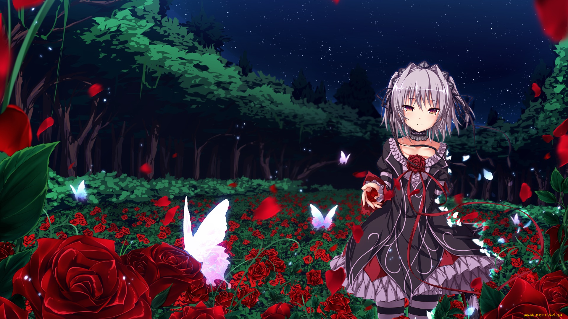 аниме, unknown, , другое, девушка, взгляд, фон