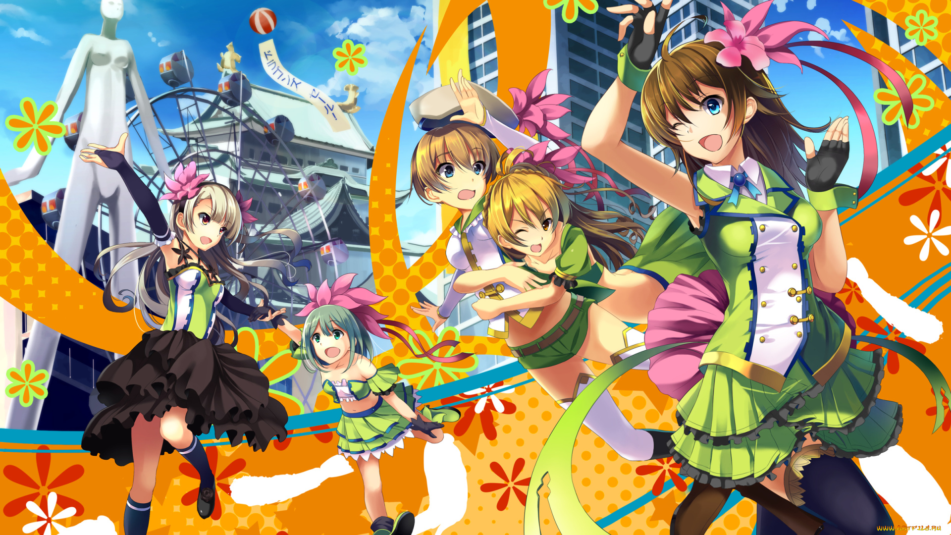 аниме, unknown, , другое, девушки, фон, взгляд