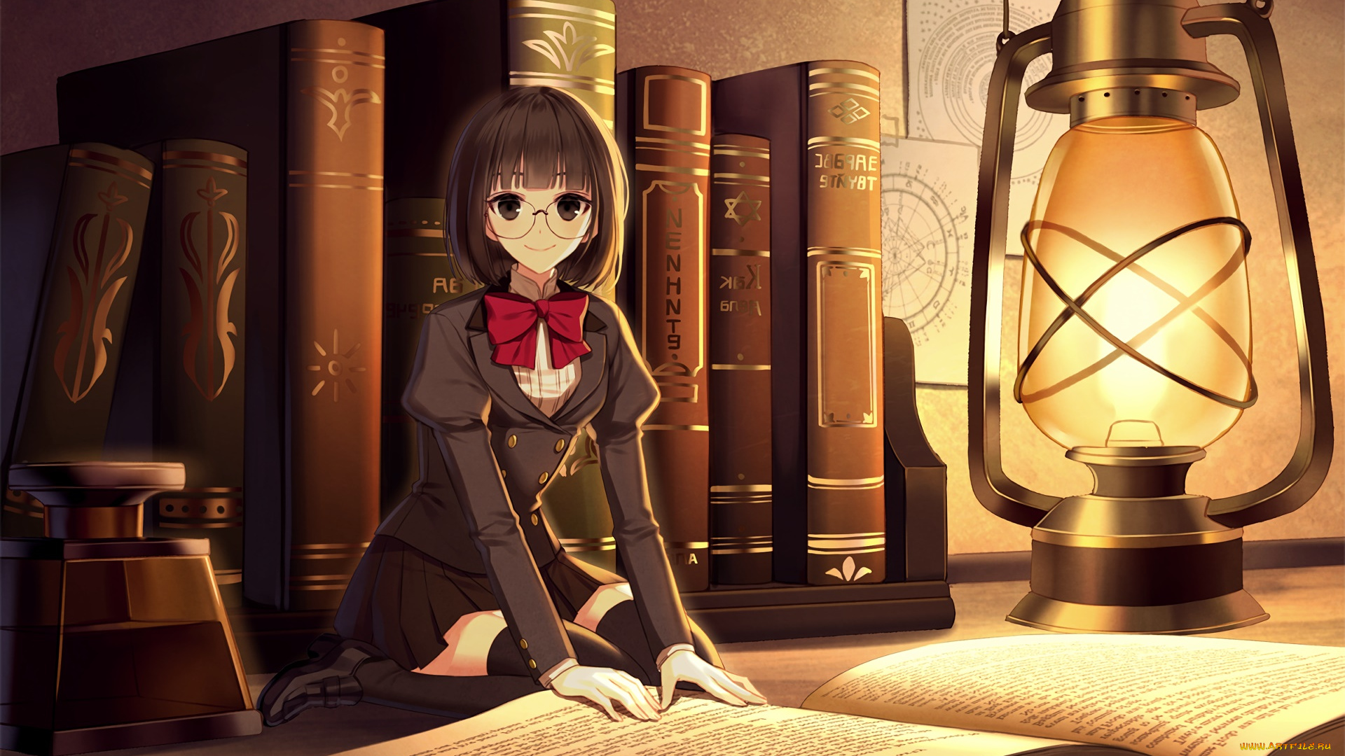 аниме, unknown, , другое, фон, девушка, взгляд