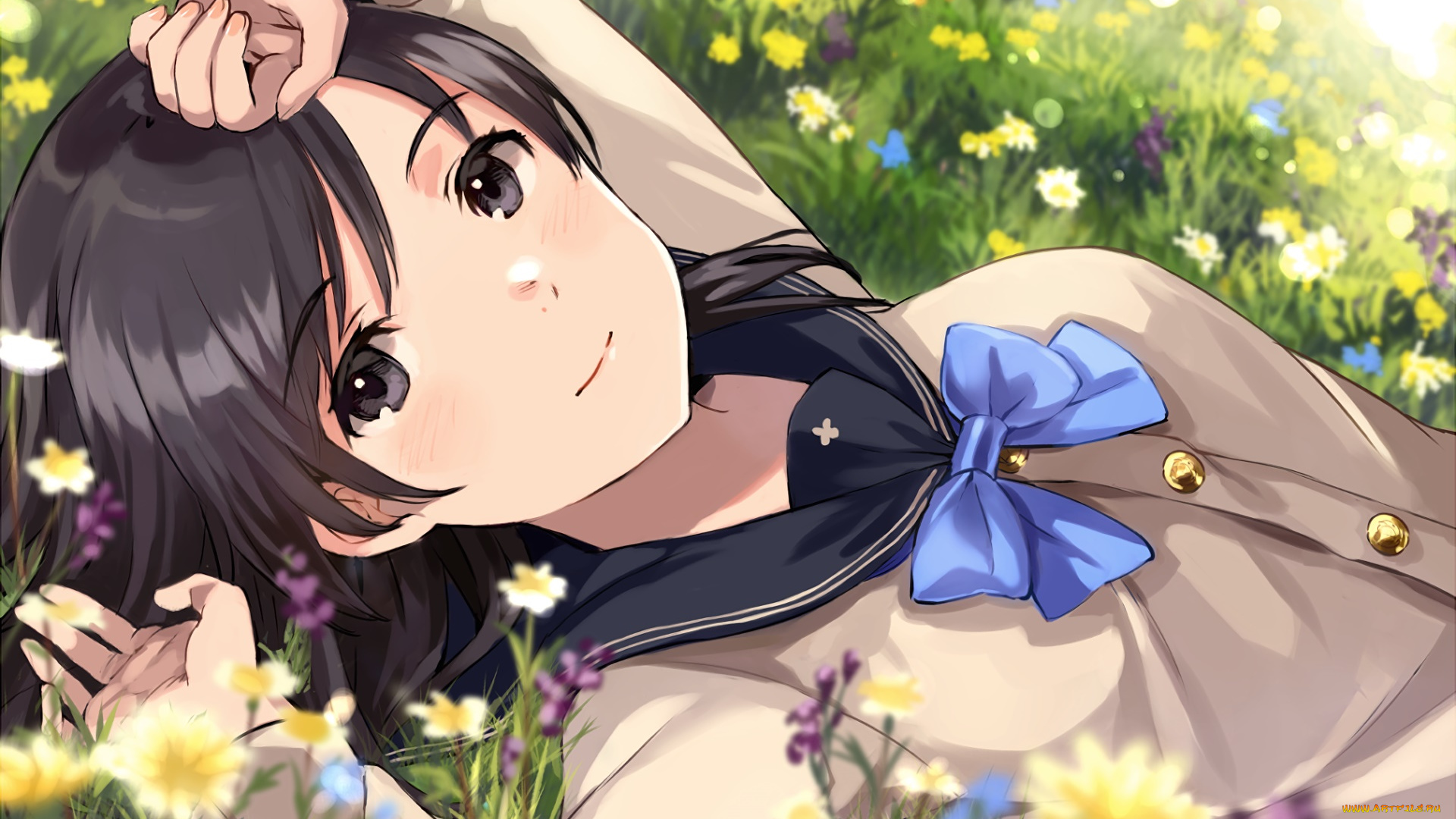 аниме, unknown, , другое, взгляд, фон, девушка