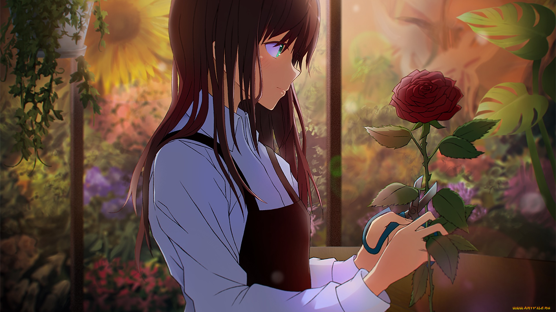 аниме, unknown, , другое, взгляд, фон, девушка