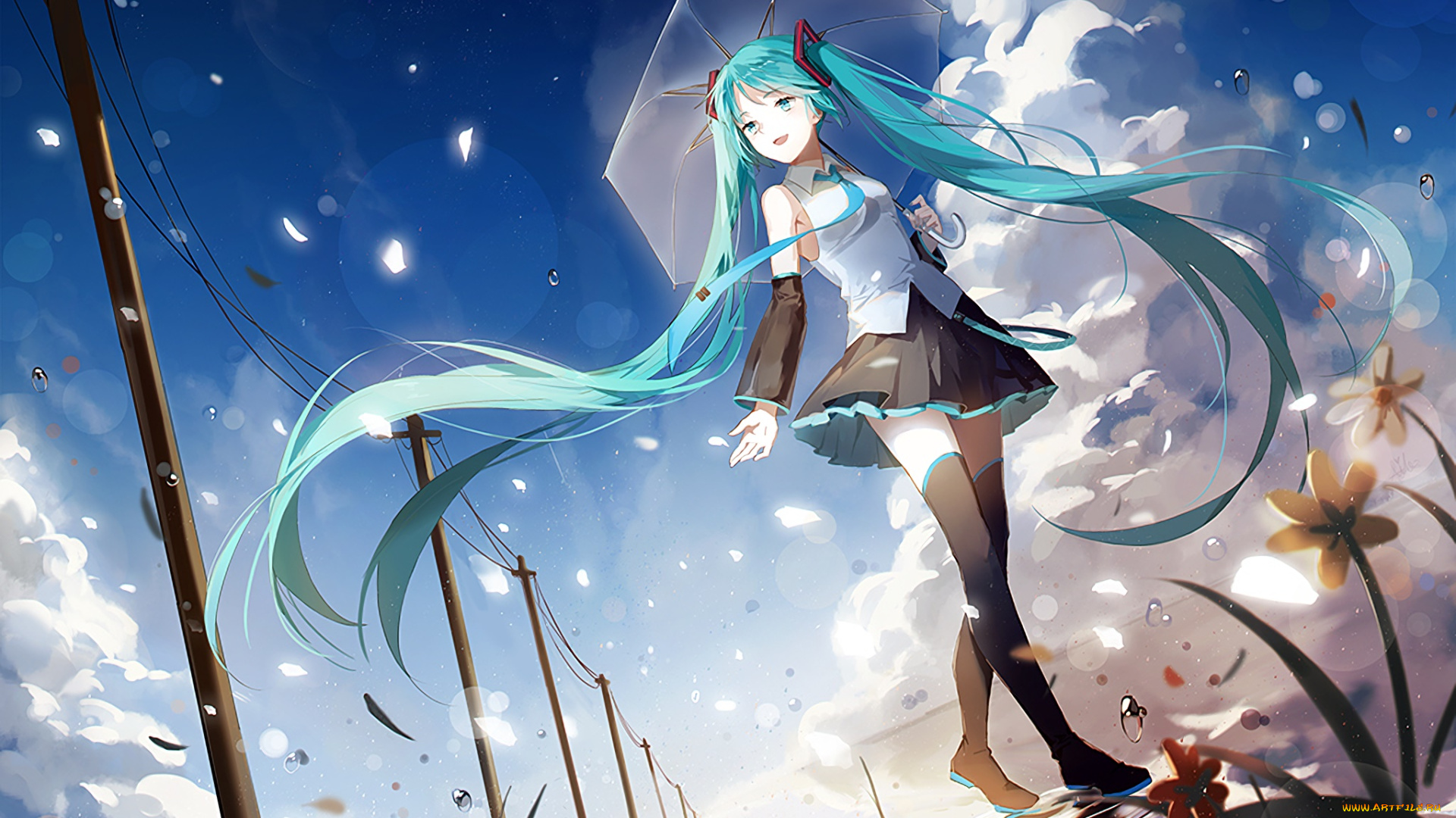 аниме, vocaloid, фон, взгляд, девушка