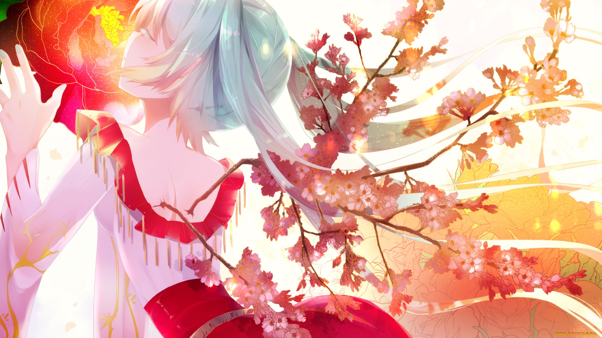 аниме, vocaloid, взгляд, фон, девушка