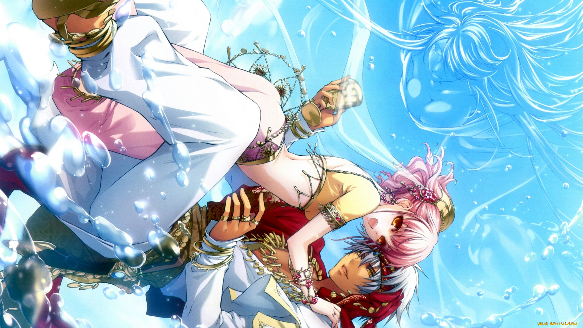 аниме, wand, of, fortune, вода, парень, девушка, двое