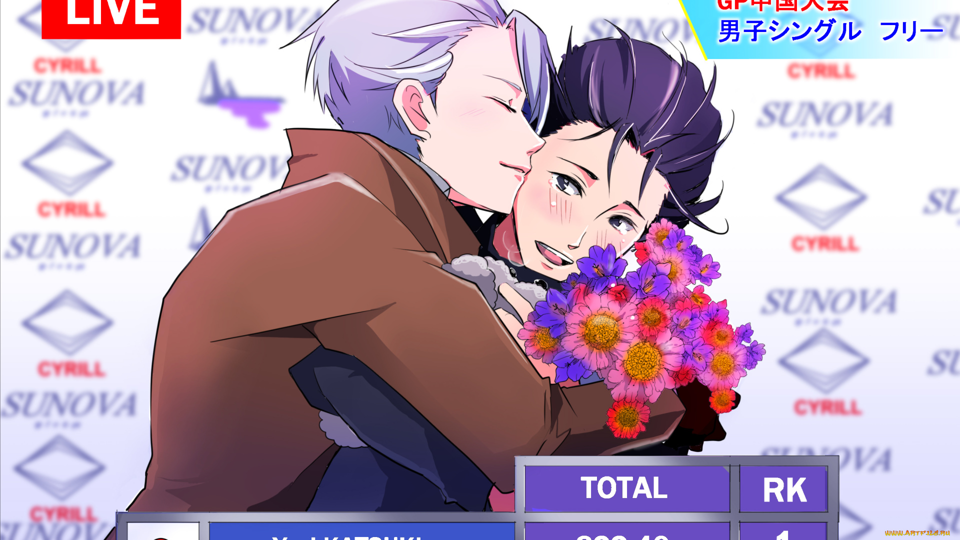 аниме, yuri, on, ice, katsuki, yuuri, victor, nikiforov