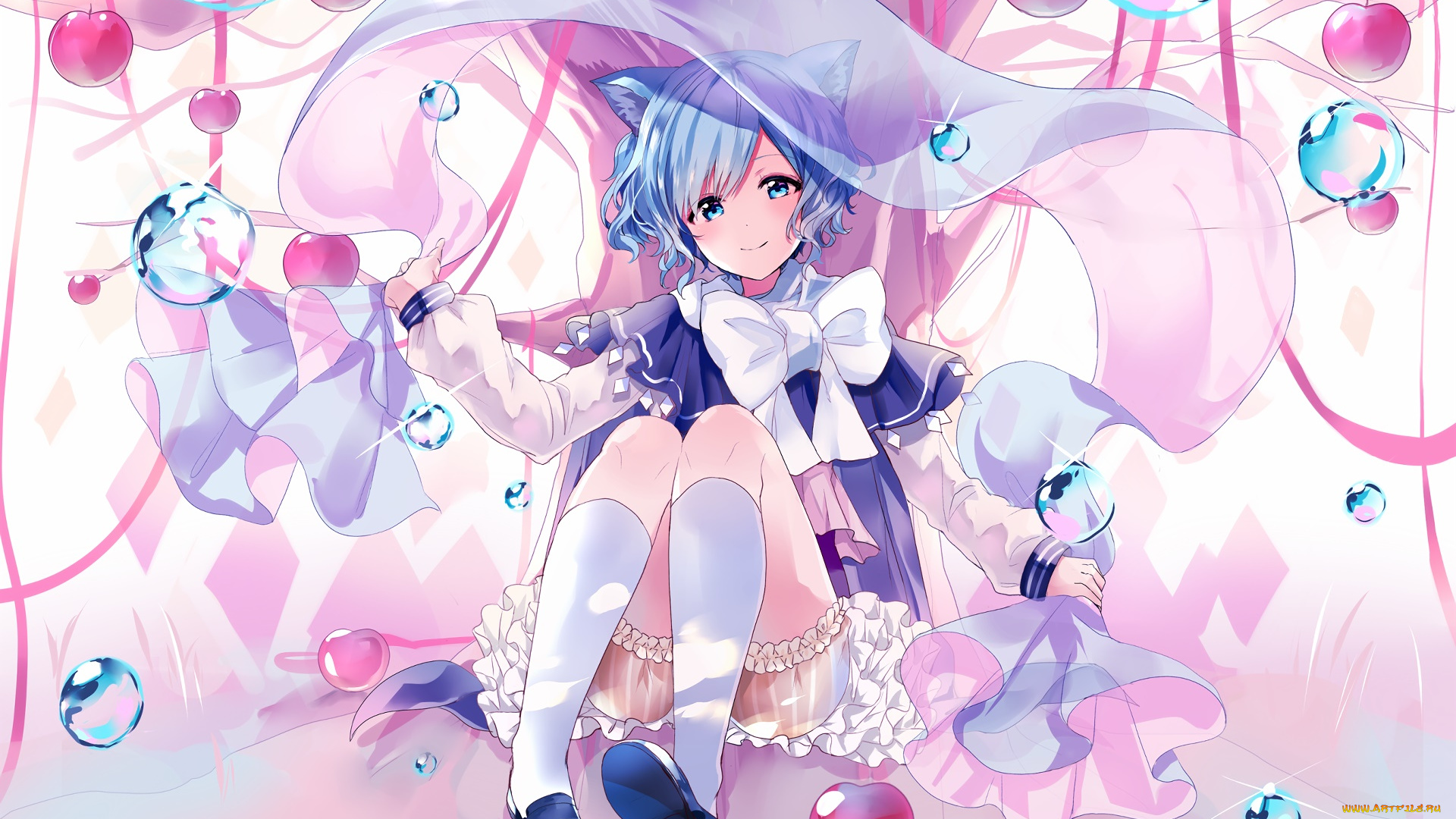 аниме, животные, , существа, фон, взгляд, девушка