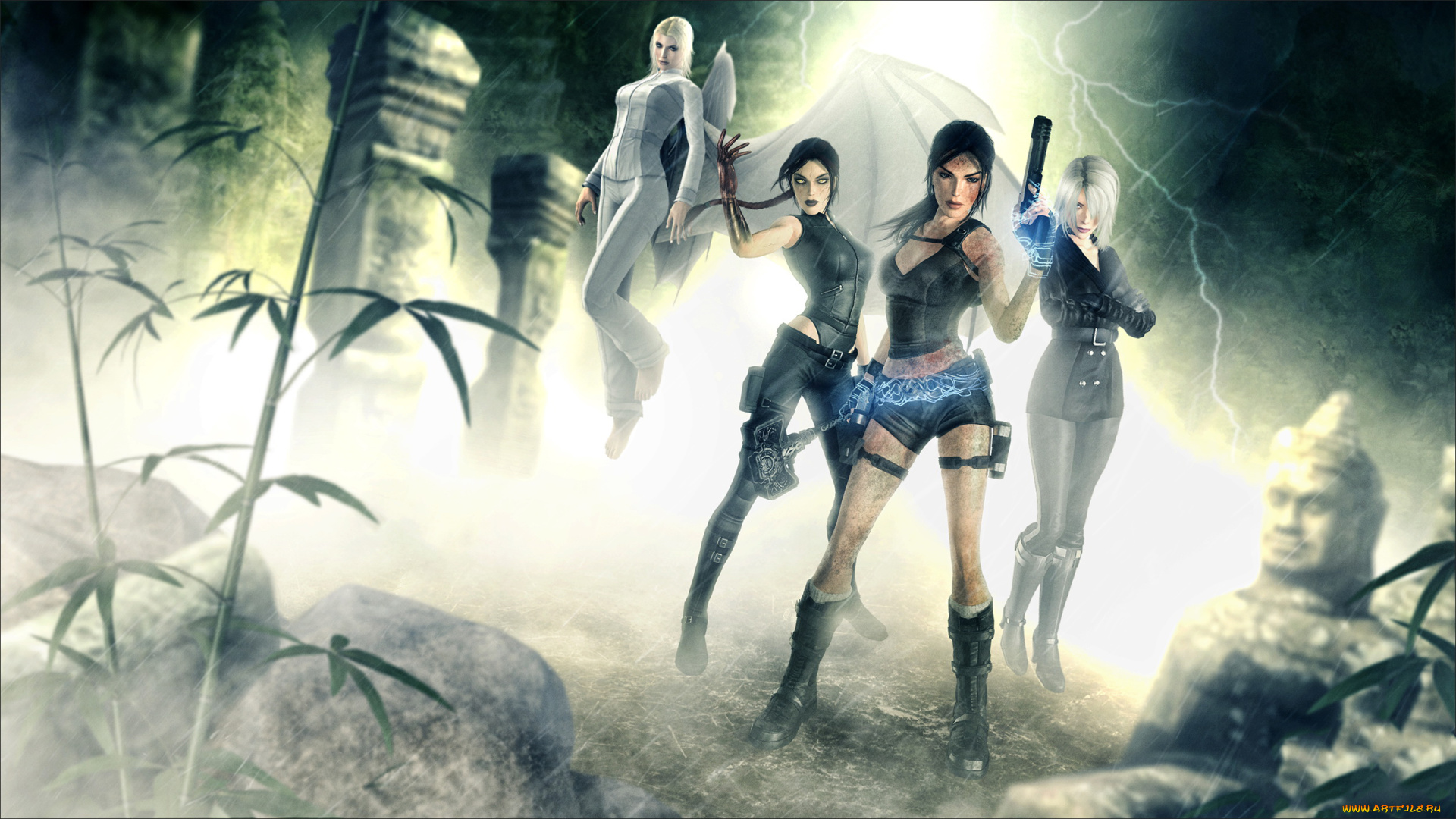 фэнтези, девушки, фон, взгляд, оружие