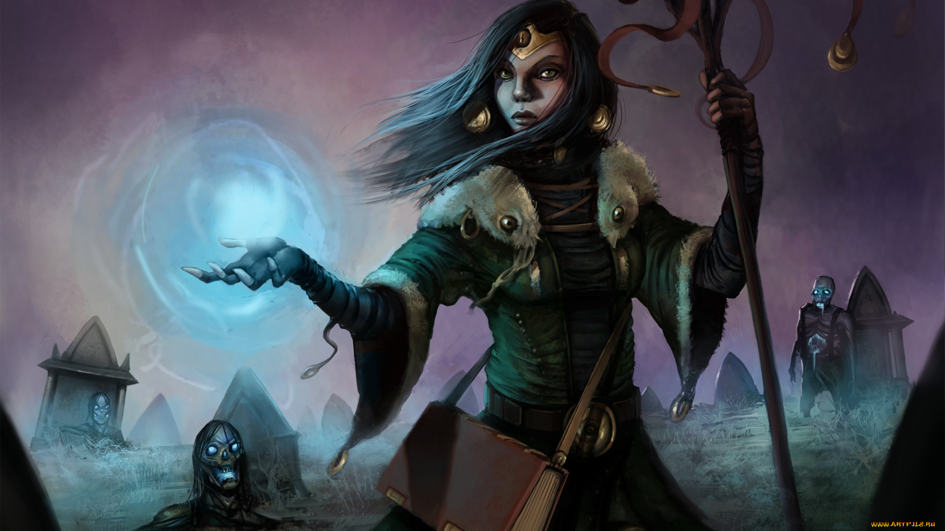 фэнтези, маги, , волшебники, взгляд, фон, девушка, зомби