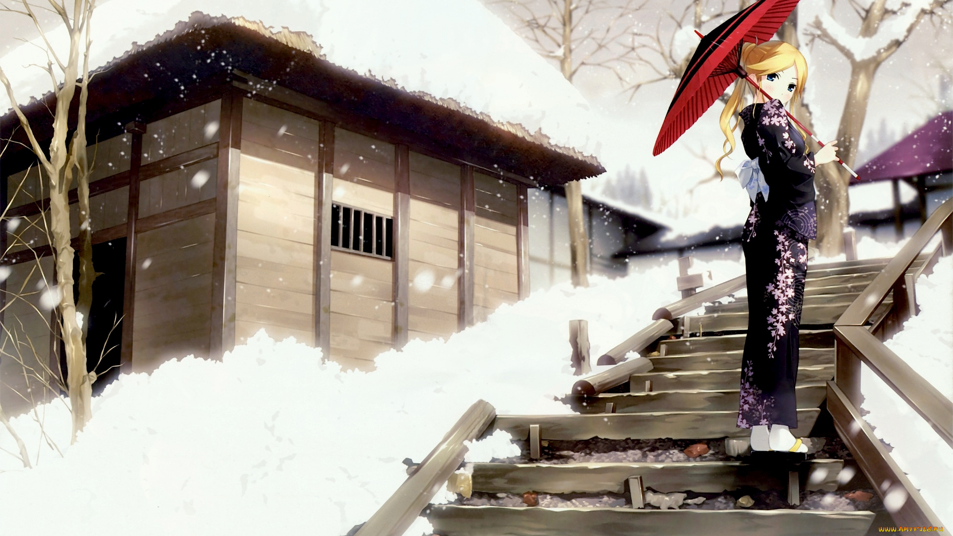 гейша, аниме, зима, , новый, год, , рождество