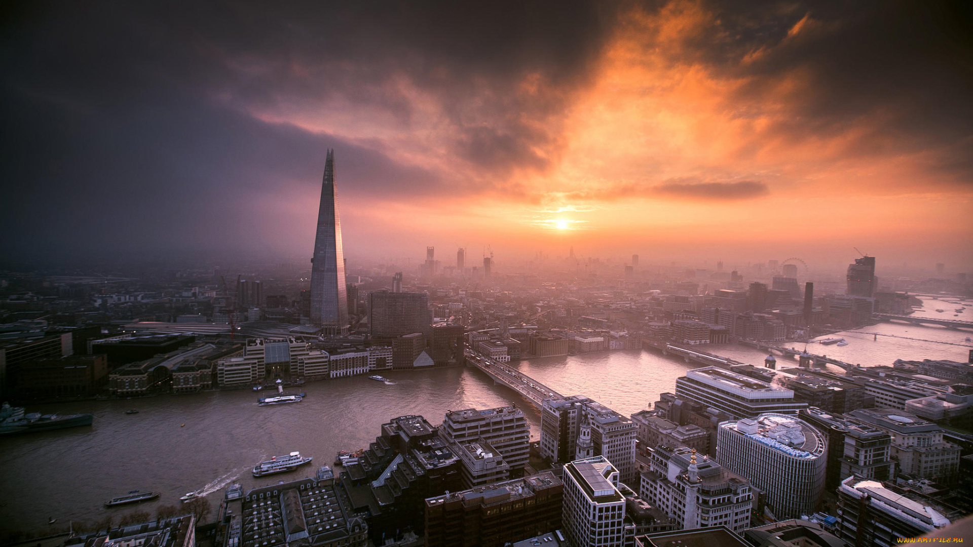 города, лондон, , великобритания, закат, лондон