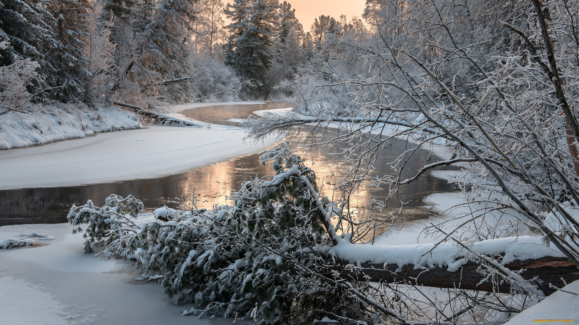 природа, зима, снег