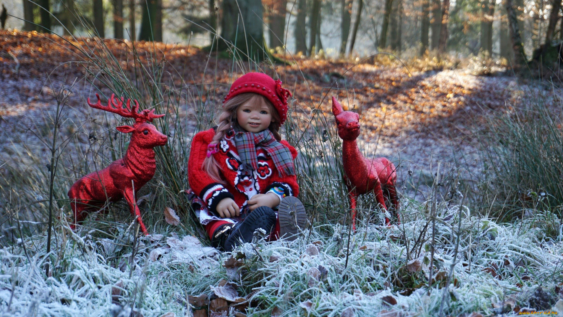 разное, игрушки, кукла, лес, осень