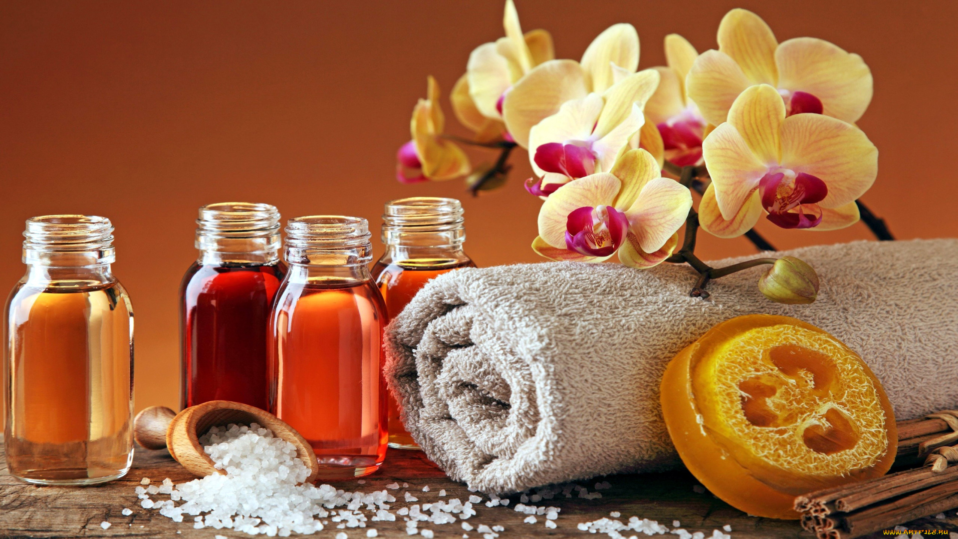 разное, косметические, средства, , духи, орхидея, полотенце, соль