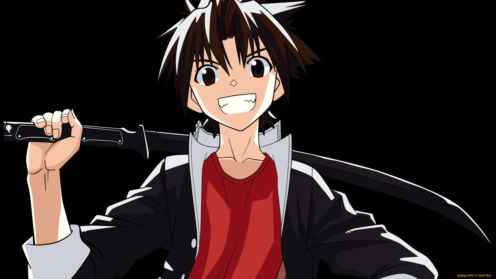 uq, holder, аниме, парень, взгляд, фон