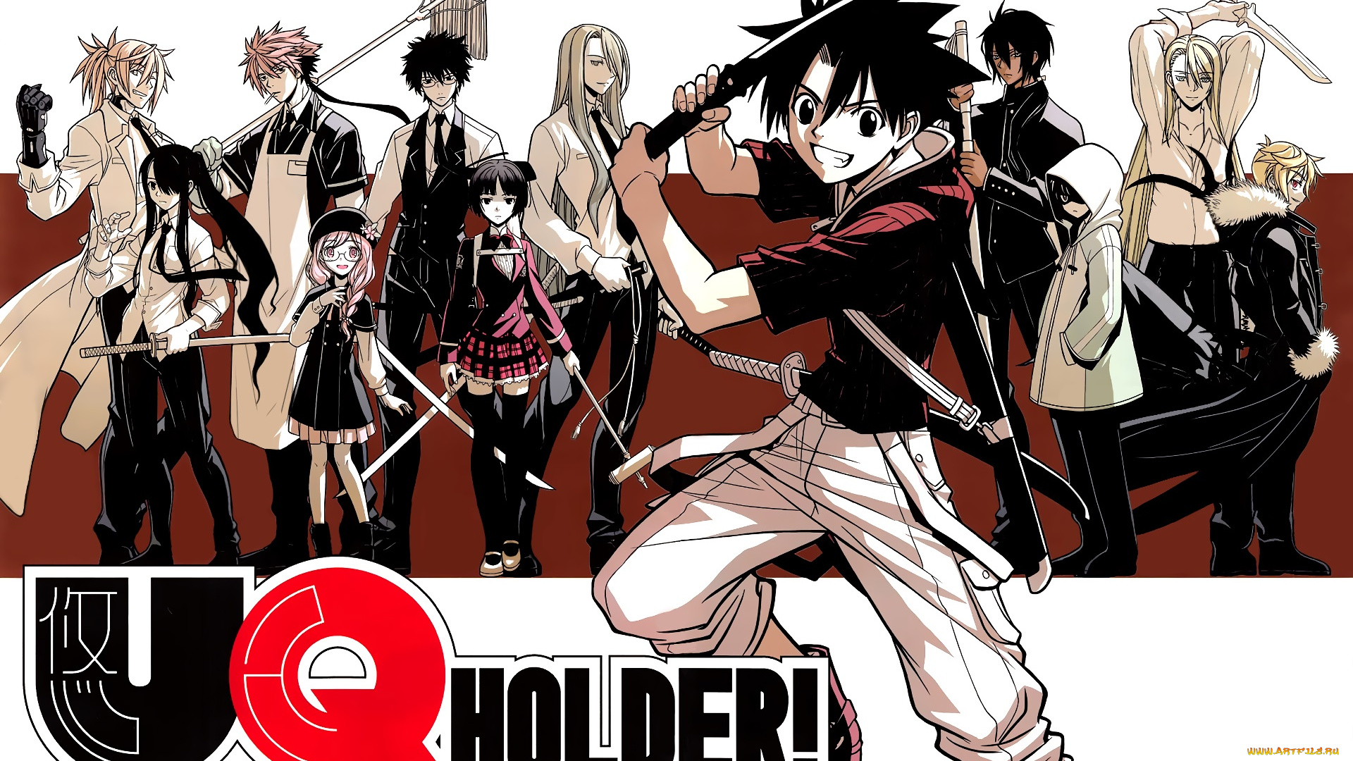 uq, holder, аниме, парень, взгляд, фон