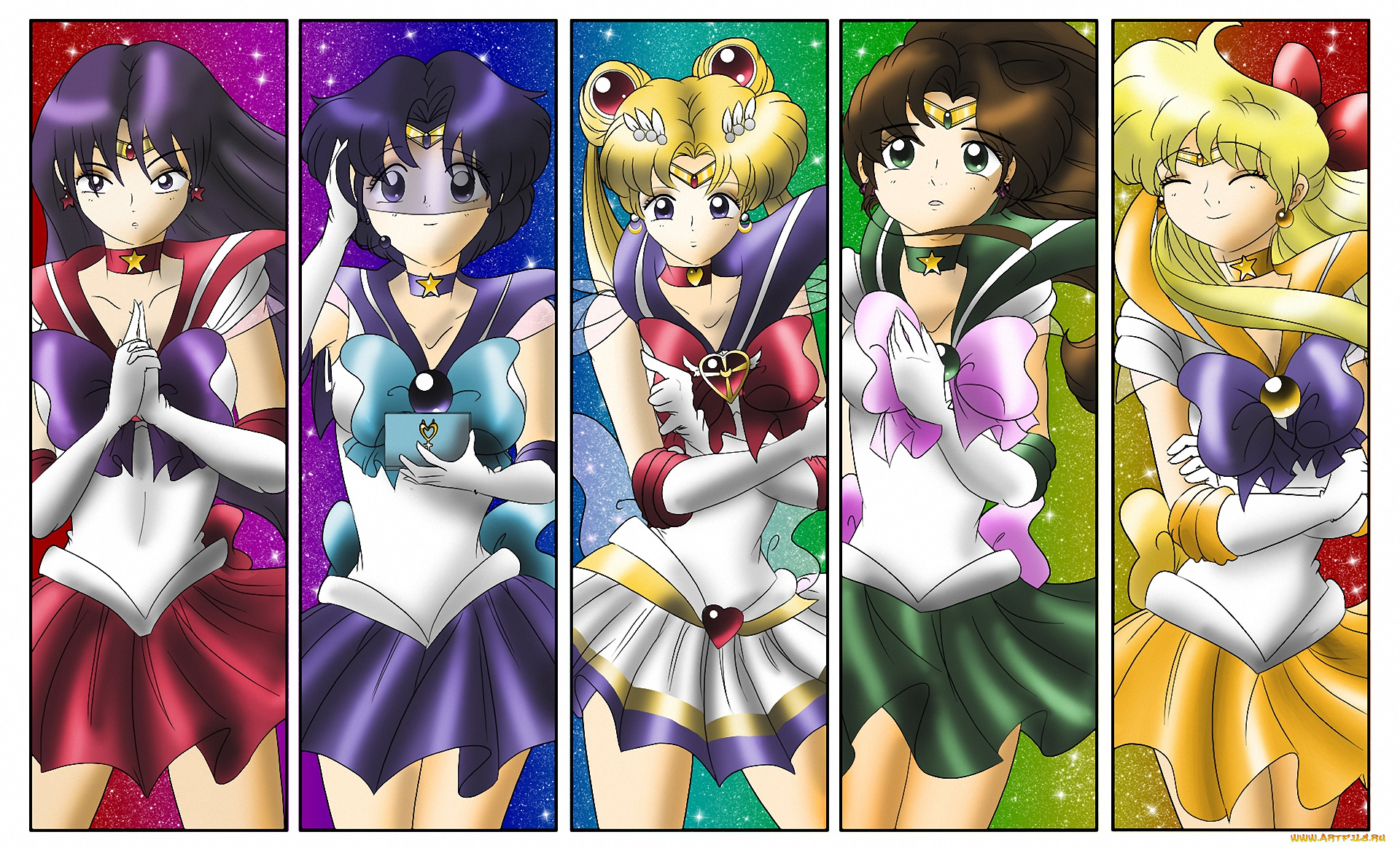 аниме, sailor, moon, войны, девушки, girls, venus, mercury, jupiter, sailor, moon, mars
