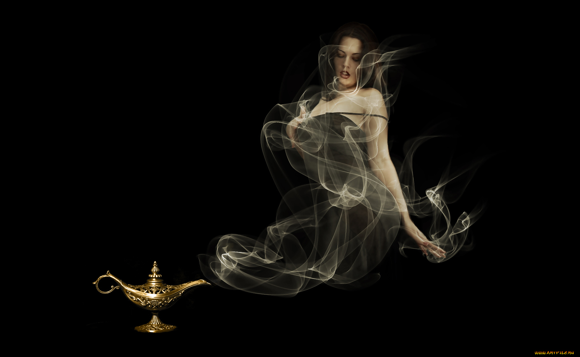 разное, компьютерный, дизайн, лампа, фон, девушка