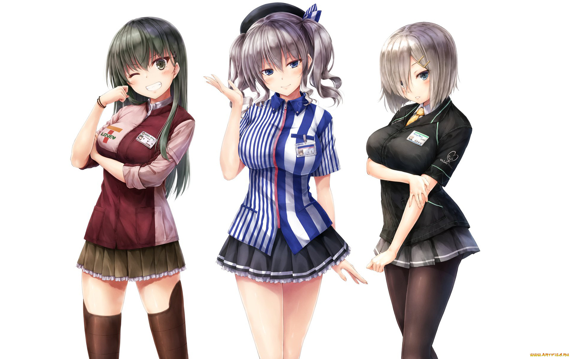 аниме, kantai, collection, взгляд, девушки, фон