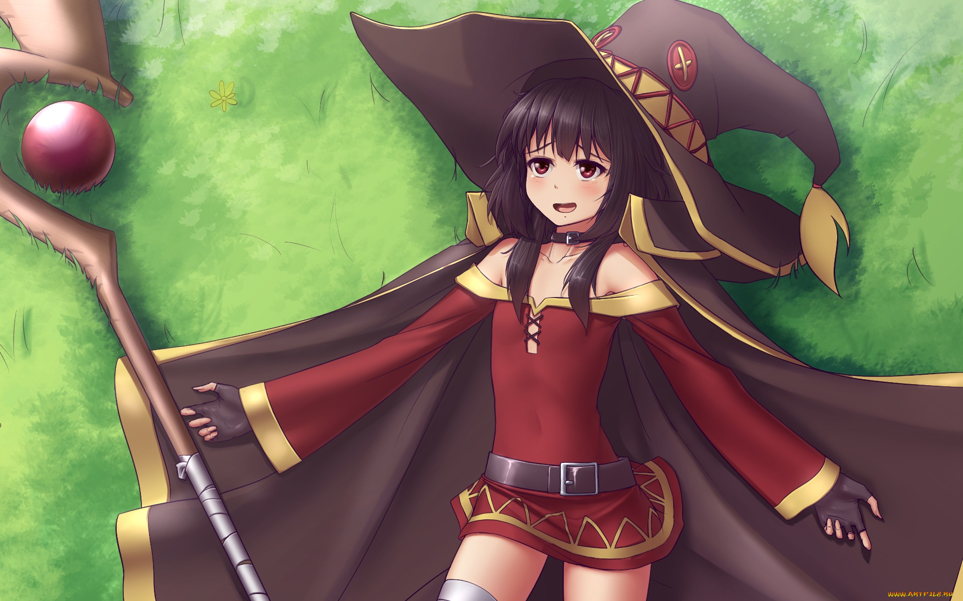 аниме, kono, subarashii, sekai, ni, shukufuku, wo, девушка, взгляд, фон