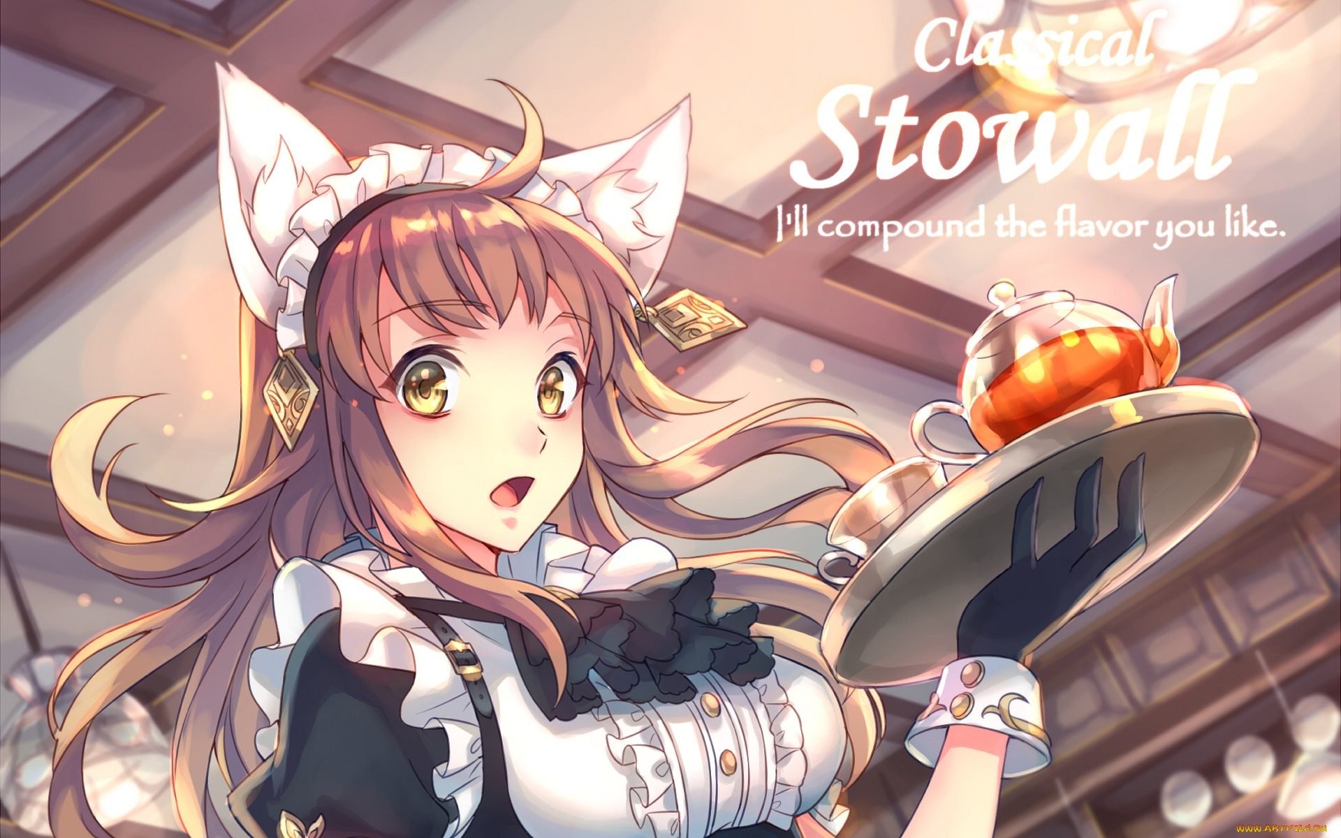 аниме, животные, , существа, девушка, взгляд, фон