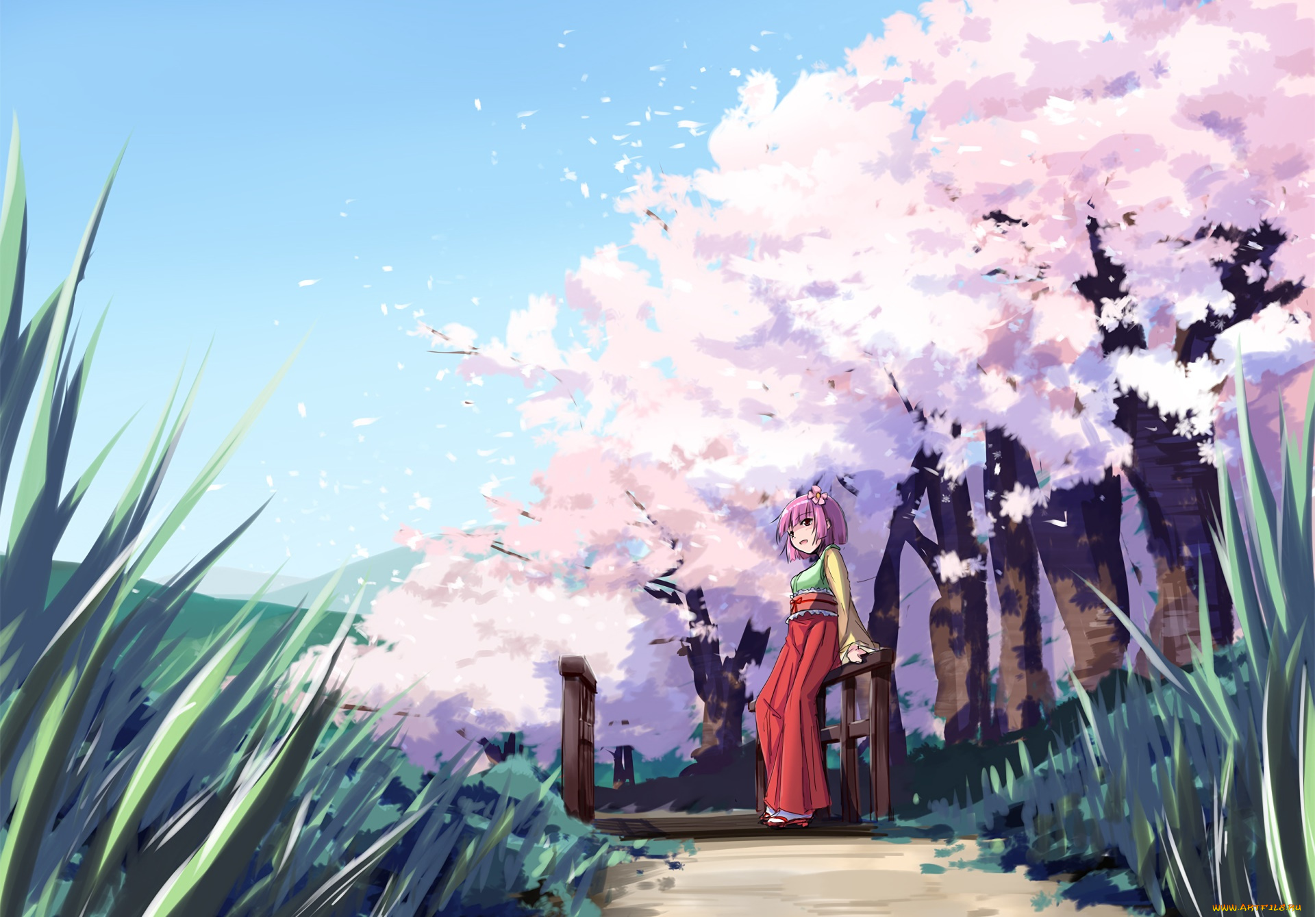 аниме, touhou, фон, взгляд, девушка