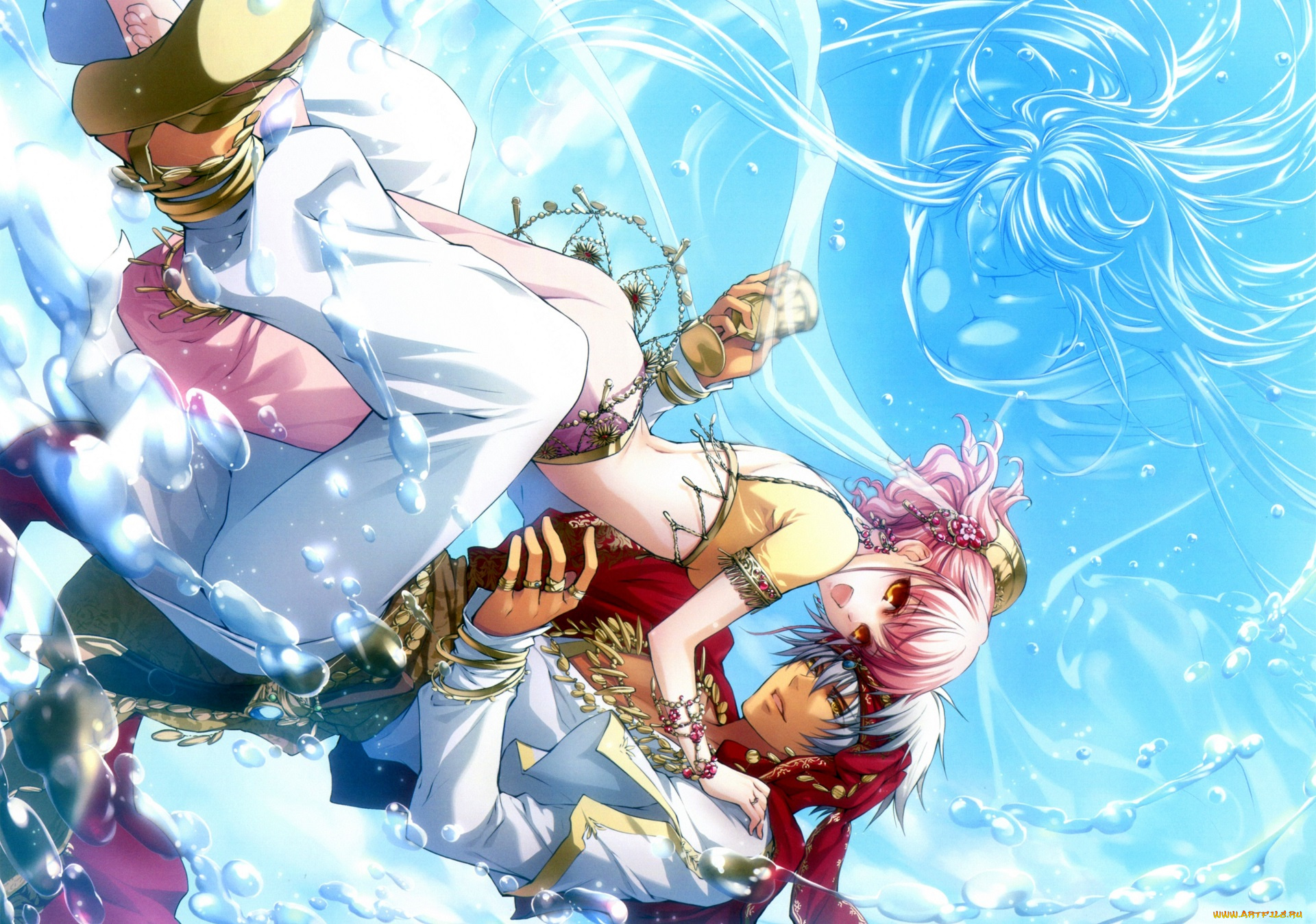 аниме, wand, of, fortune, вода, парень, девушка, двое