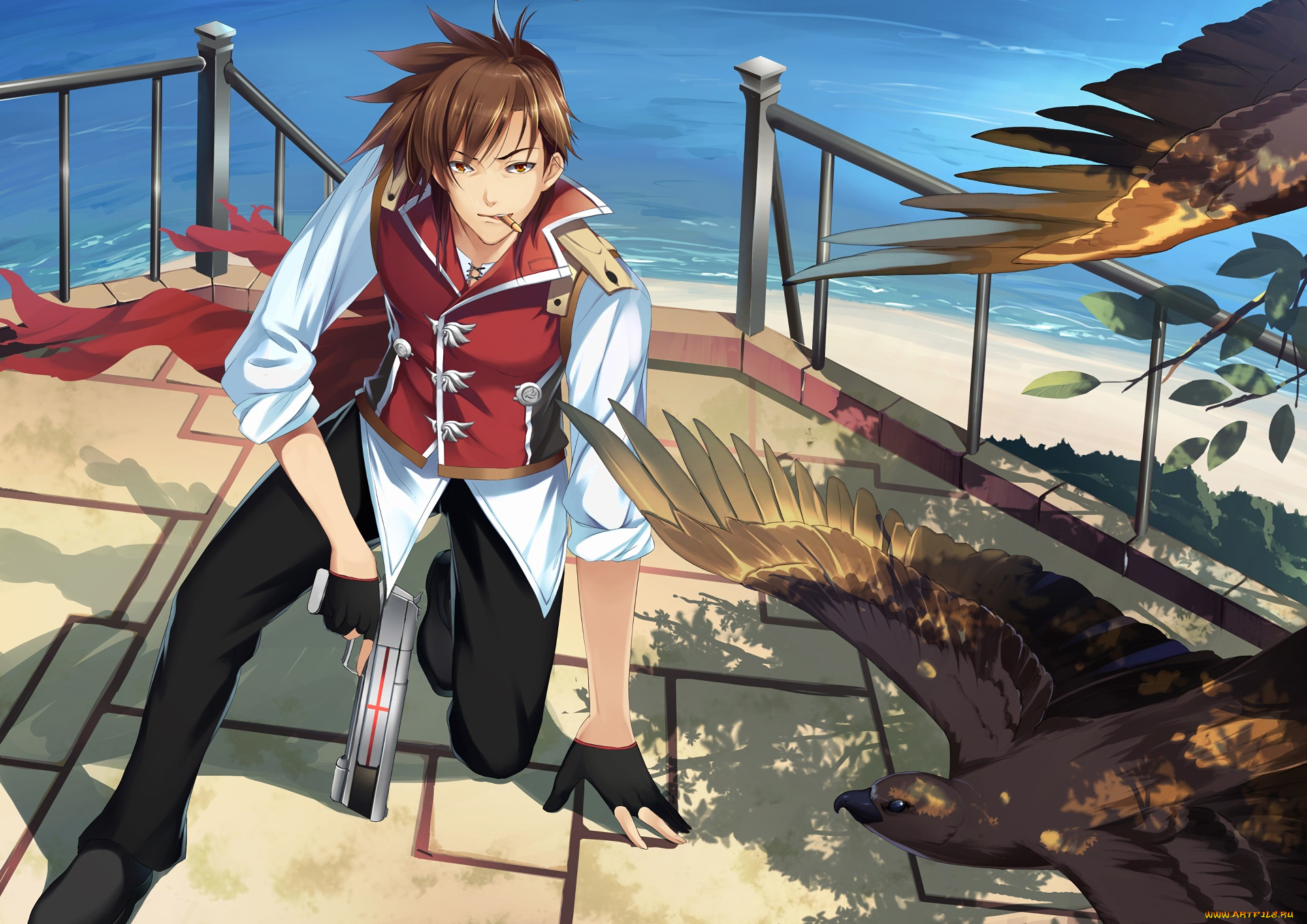 аниме, оружие, , техника, , технологии, фон, взгляд, парень