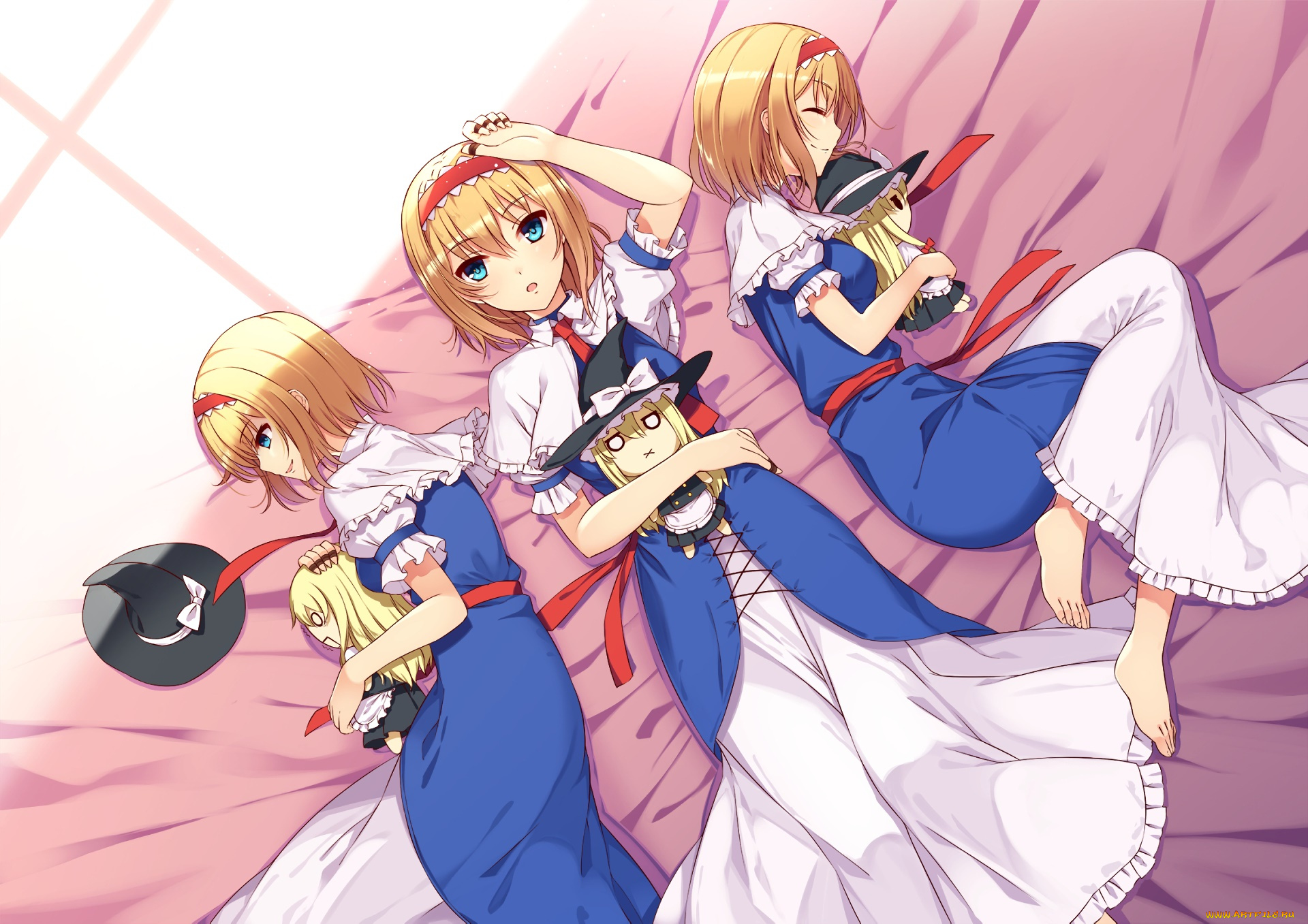 аниме, touhou, взгляд, девушки, фон