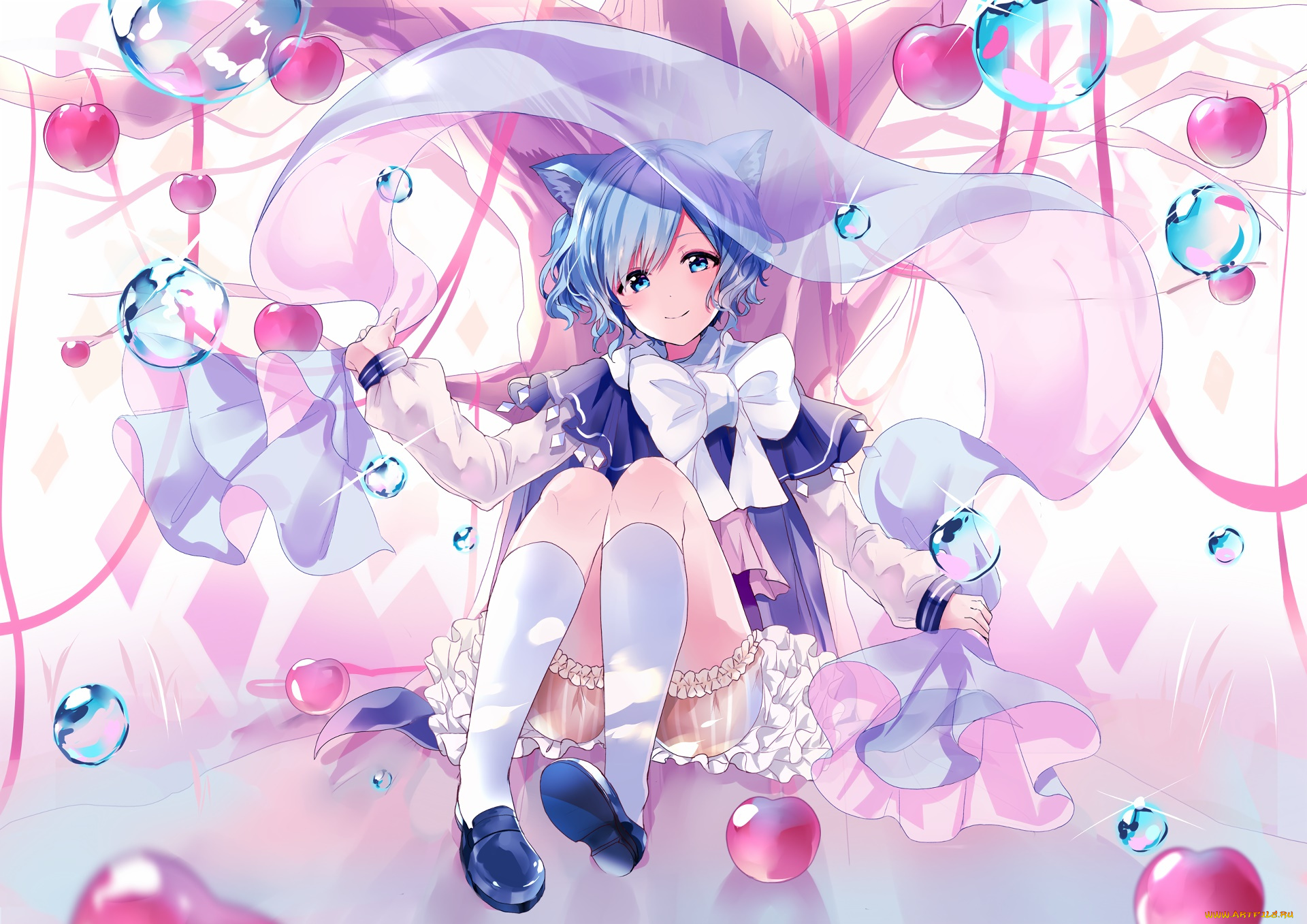 аниме, животные, , существа, фон, взгляд, девушка