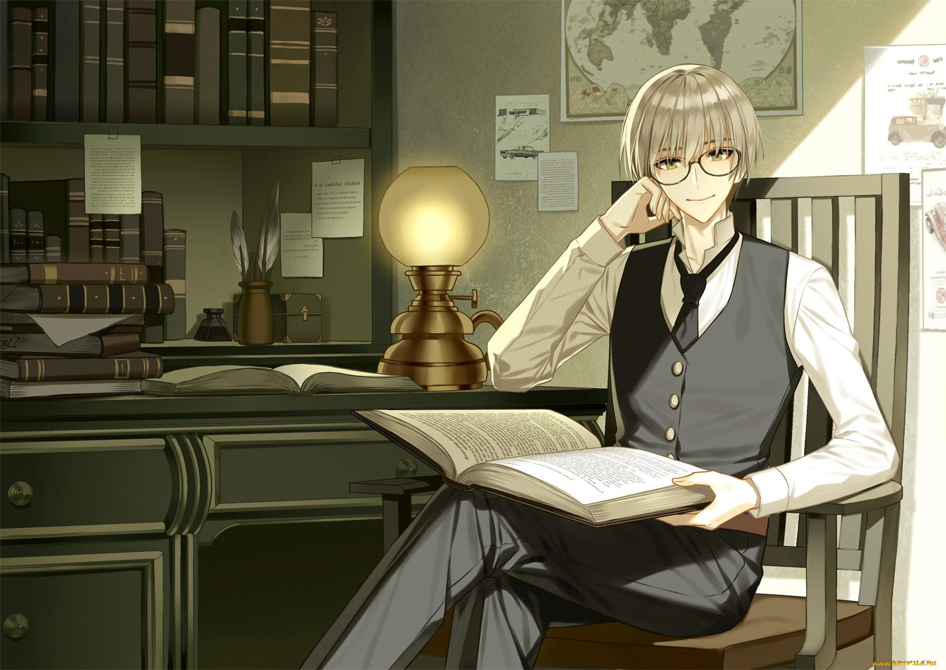 аниме, unknown, , другое, парень, фон, взгляд