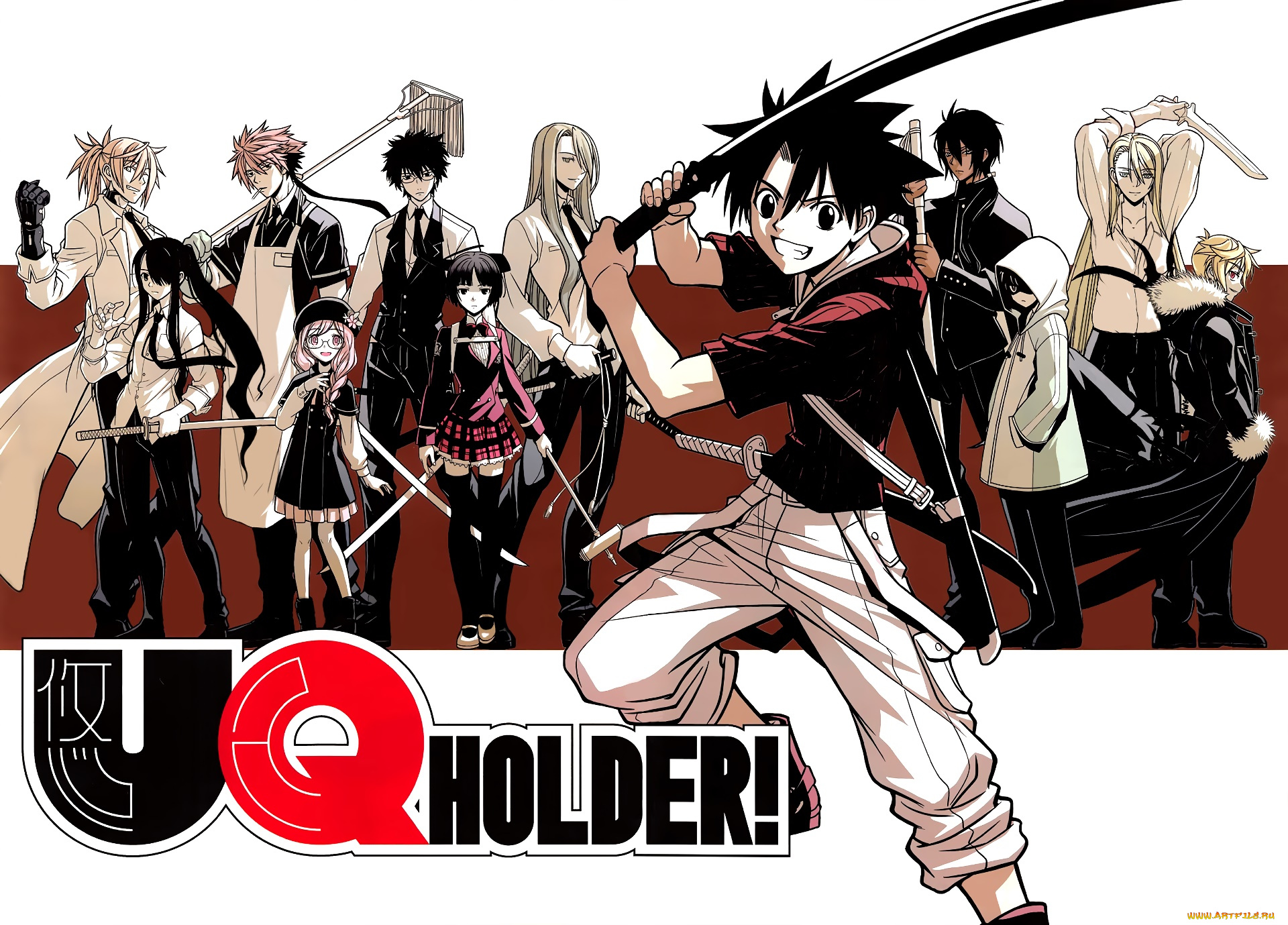 uq, holder, аниме, парень, взгляд, фон