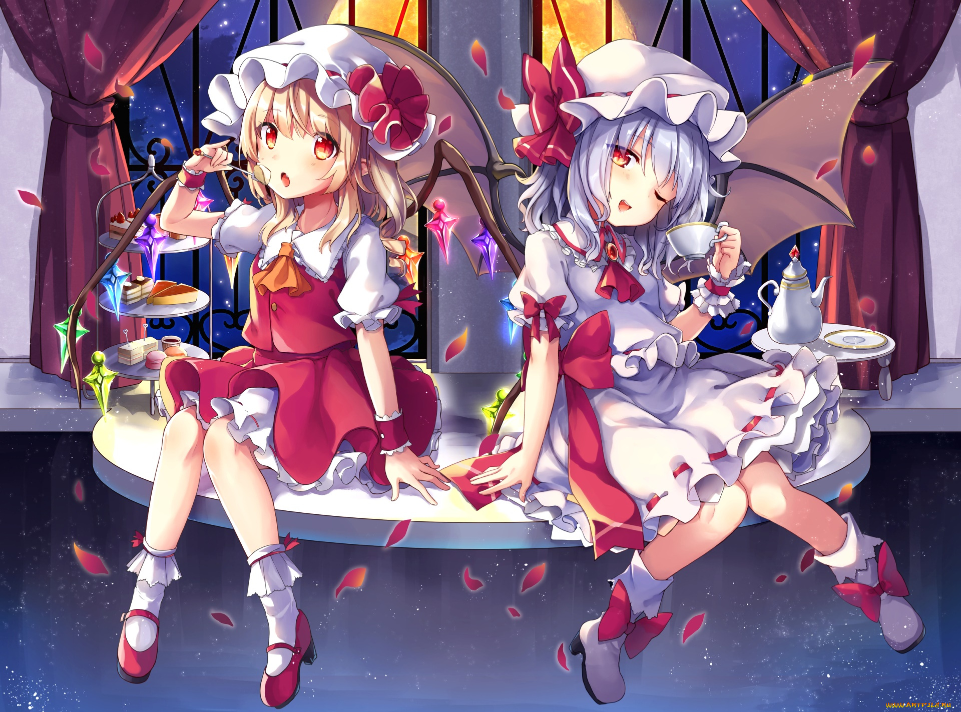 аниме, touhou, фон, взгляд, девушки