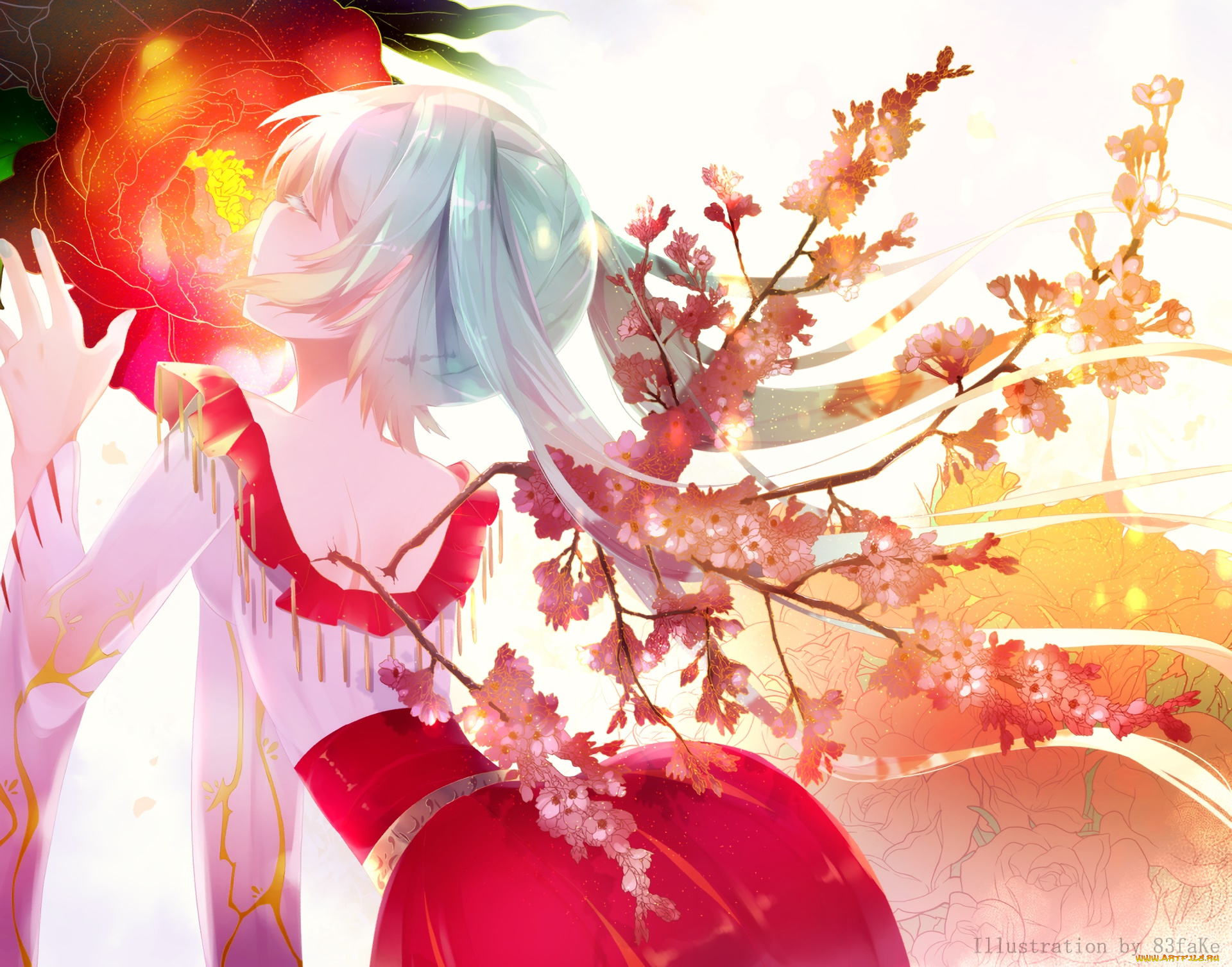 аниме, vocaloid, взгляд, фон, девушка