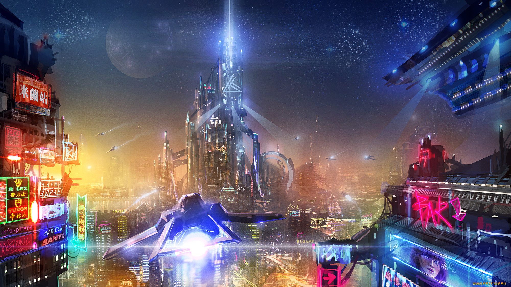 фэнтези, иные, миры, , иные, времена, будущее, мегаполис, фон