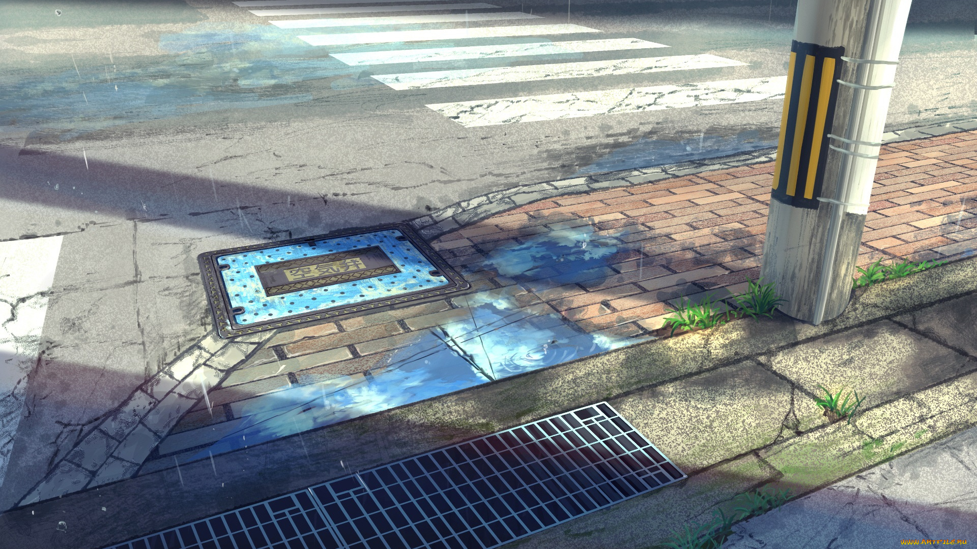 аниме, город, , улицы, , интерьер, , здания, дорога