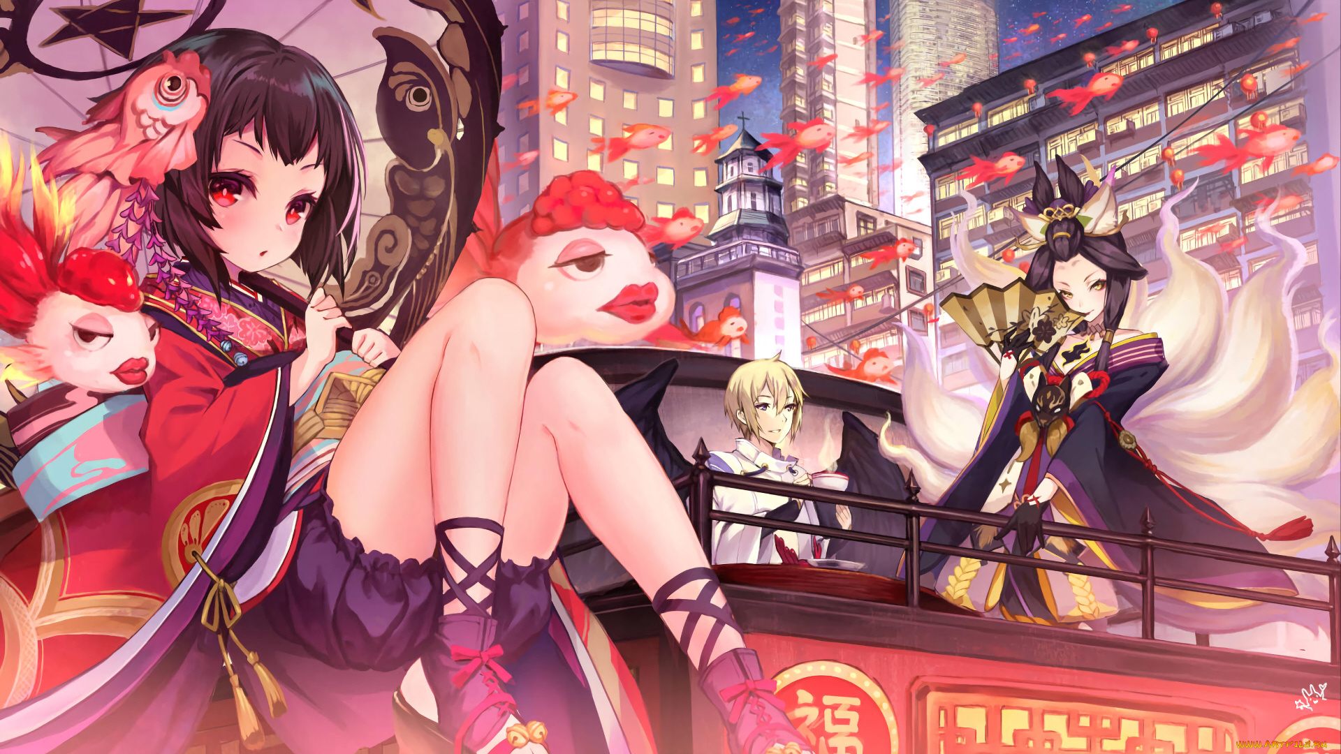 аниме, onmyouji, девушка