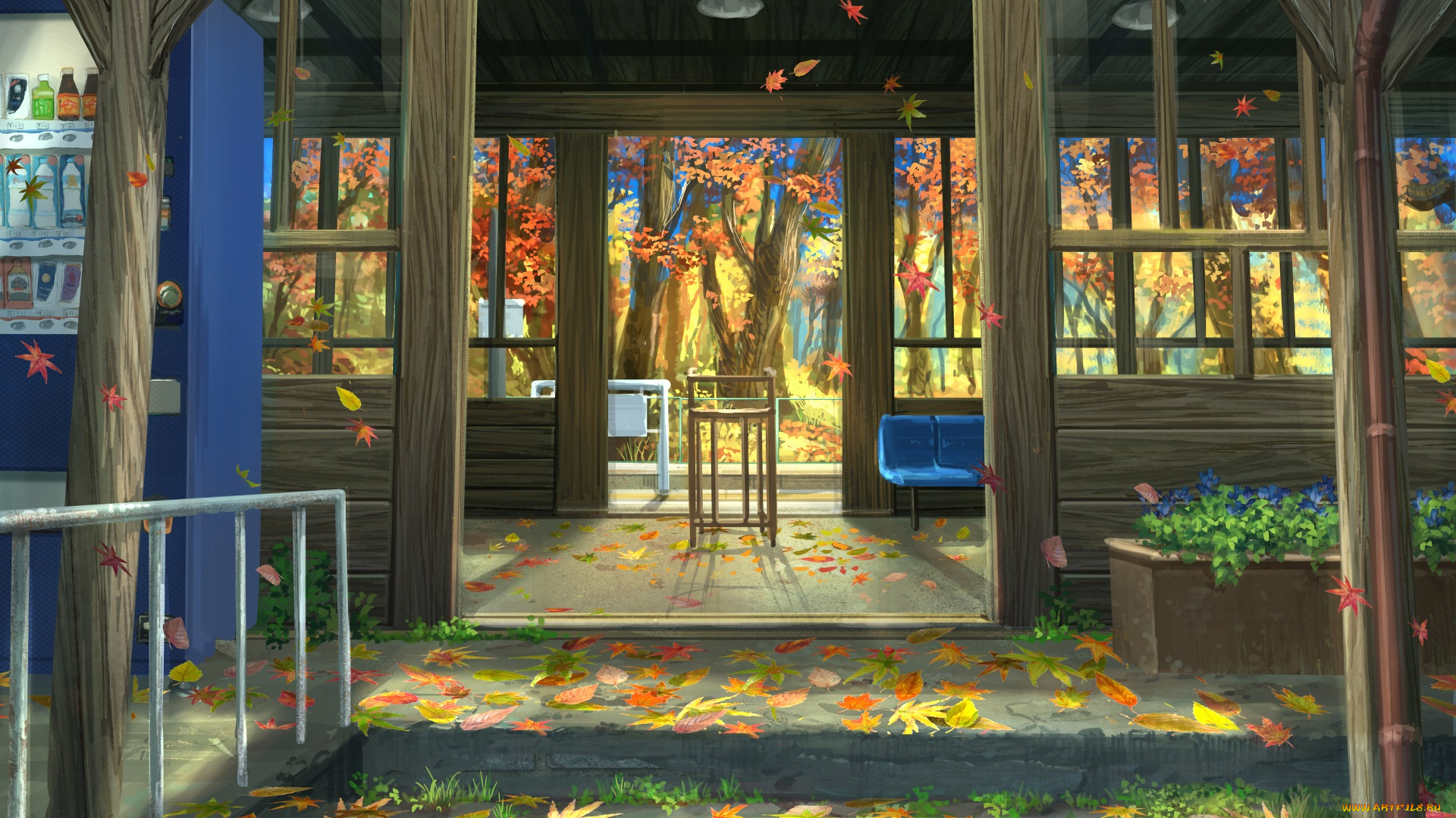 аниме, пейзажи, , природа, осень