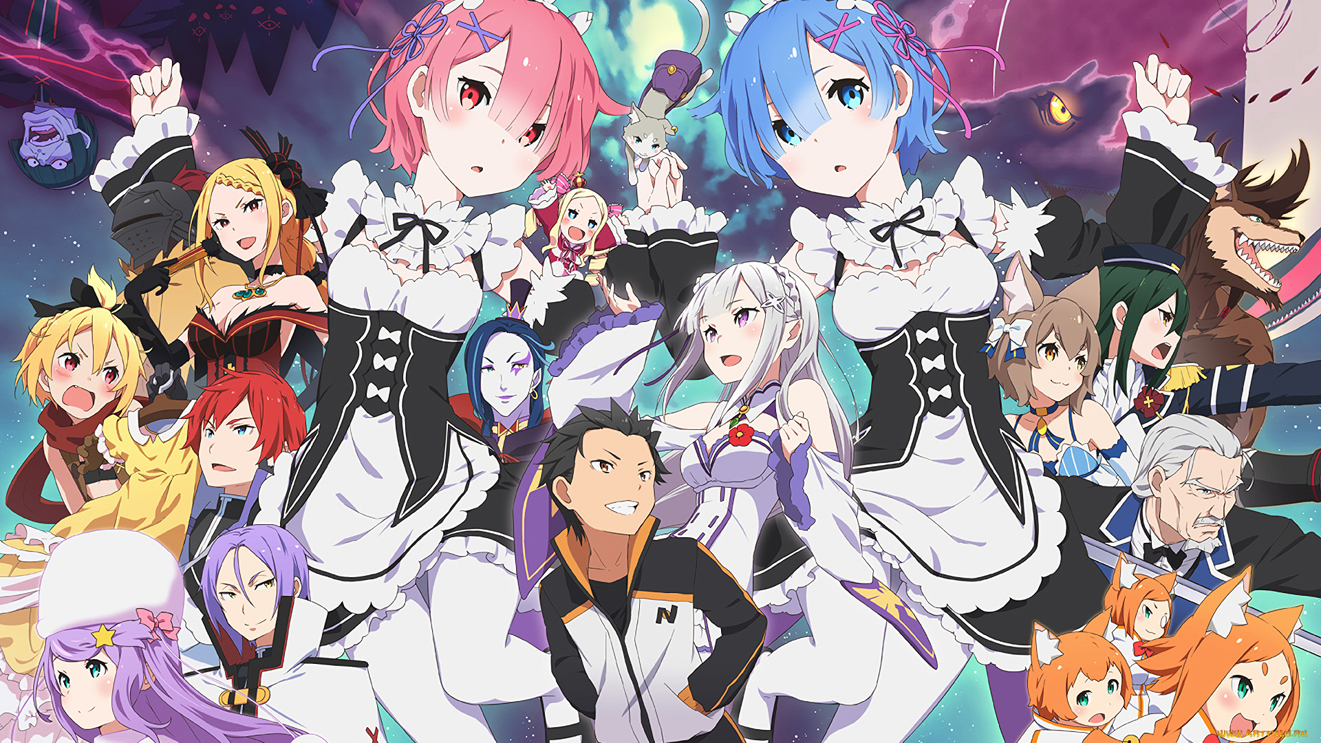 аниме, re, , zero, kara, hajimeru, isekai, seikatsu, персонажи