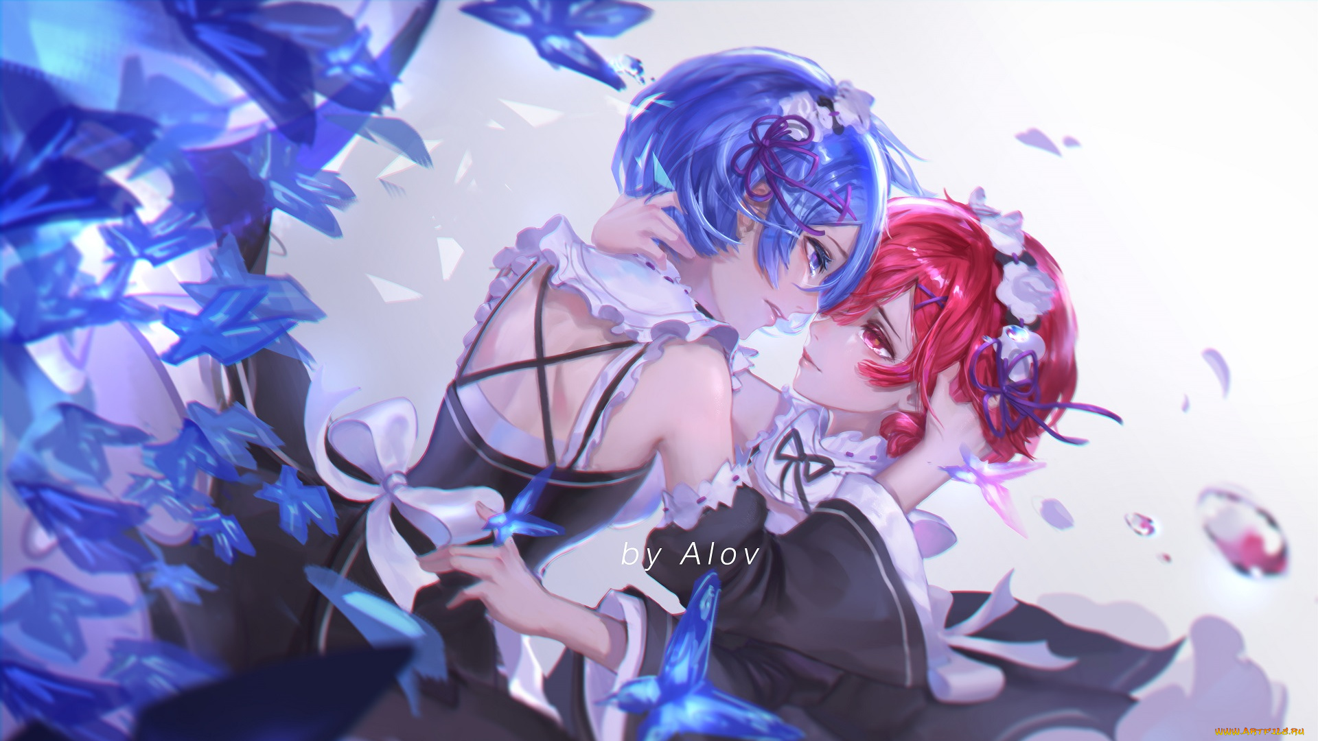 аниме, re, , zero, kara, hajimeru, isekai, seikatsu, рем, рам