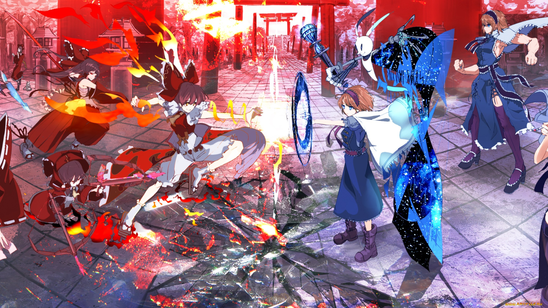 аниме, touhou, alice, margatroid, hakurei, reimu