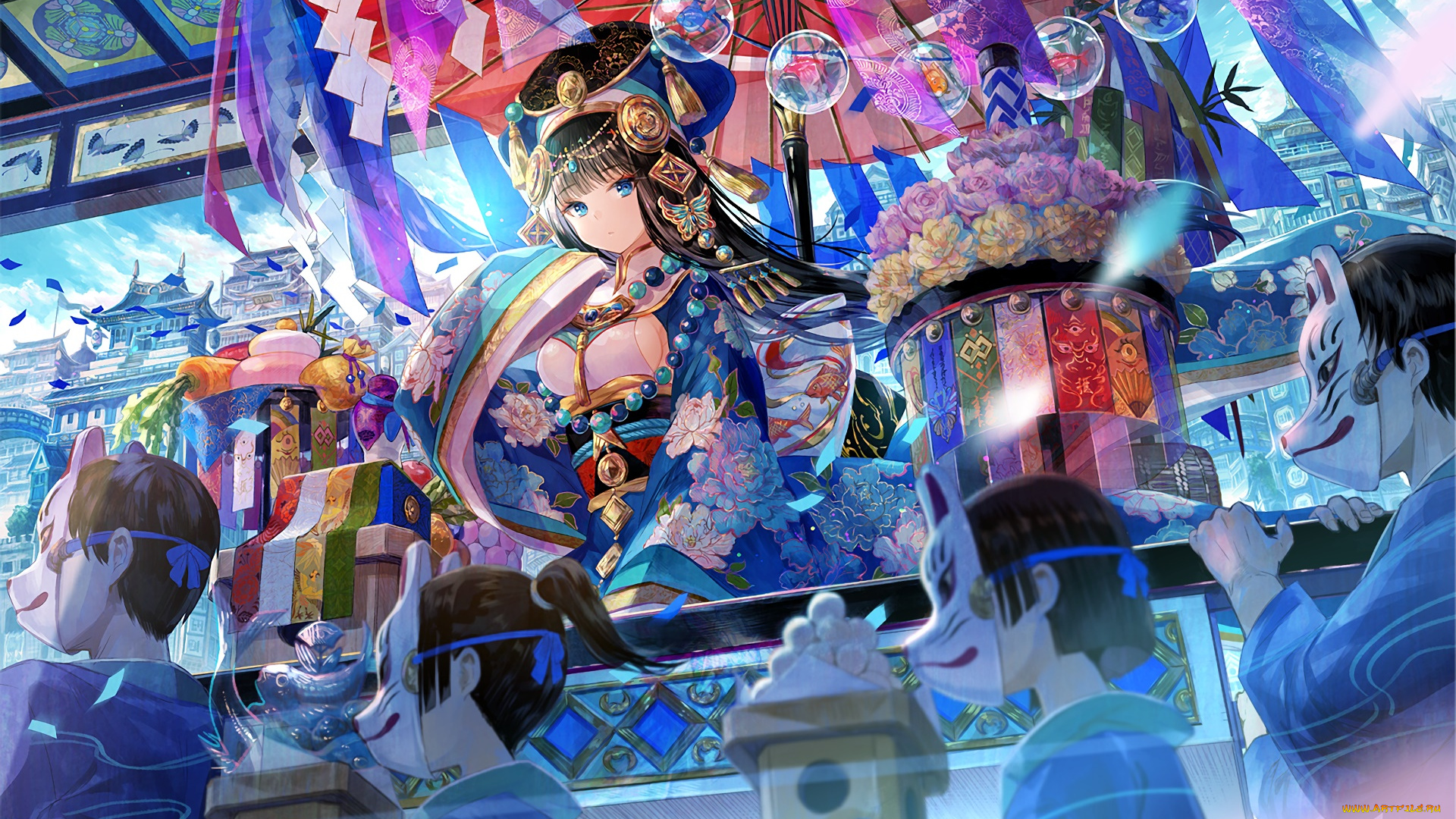 аниме, unknown, , другое, , фон, девушка, взгляд